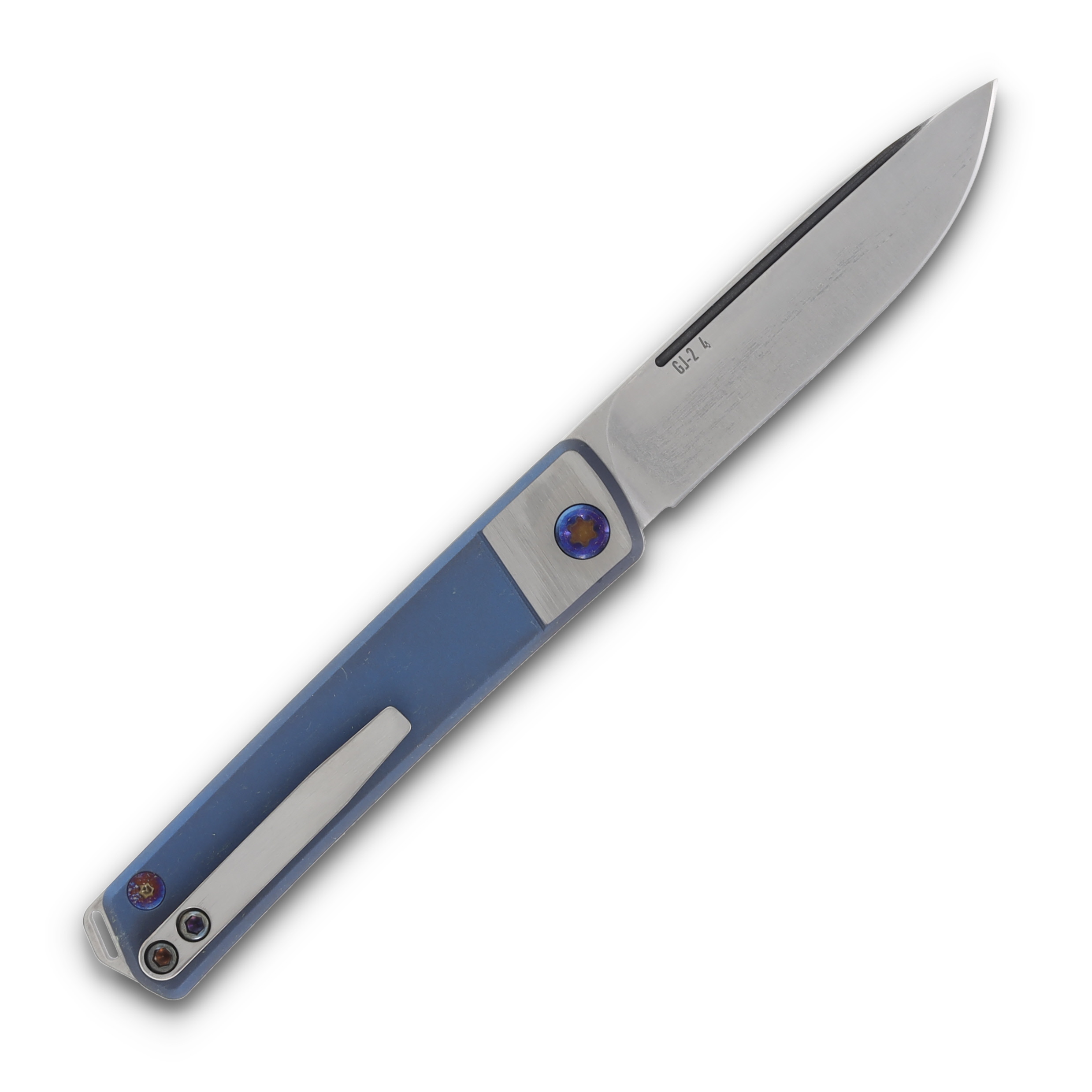 Medford Gentleman Jack 2 Blue Titanium 3.1" Tumbled Drop Pt Blade MK2114TD-37A2-TFCB-Q4 View 2