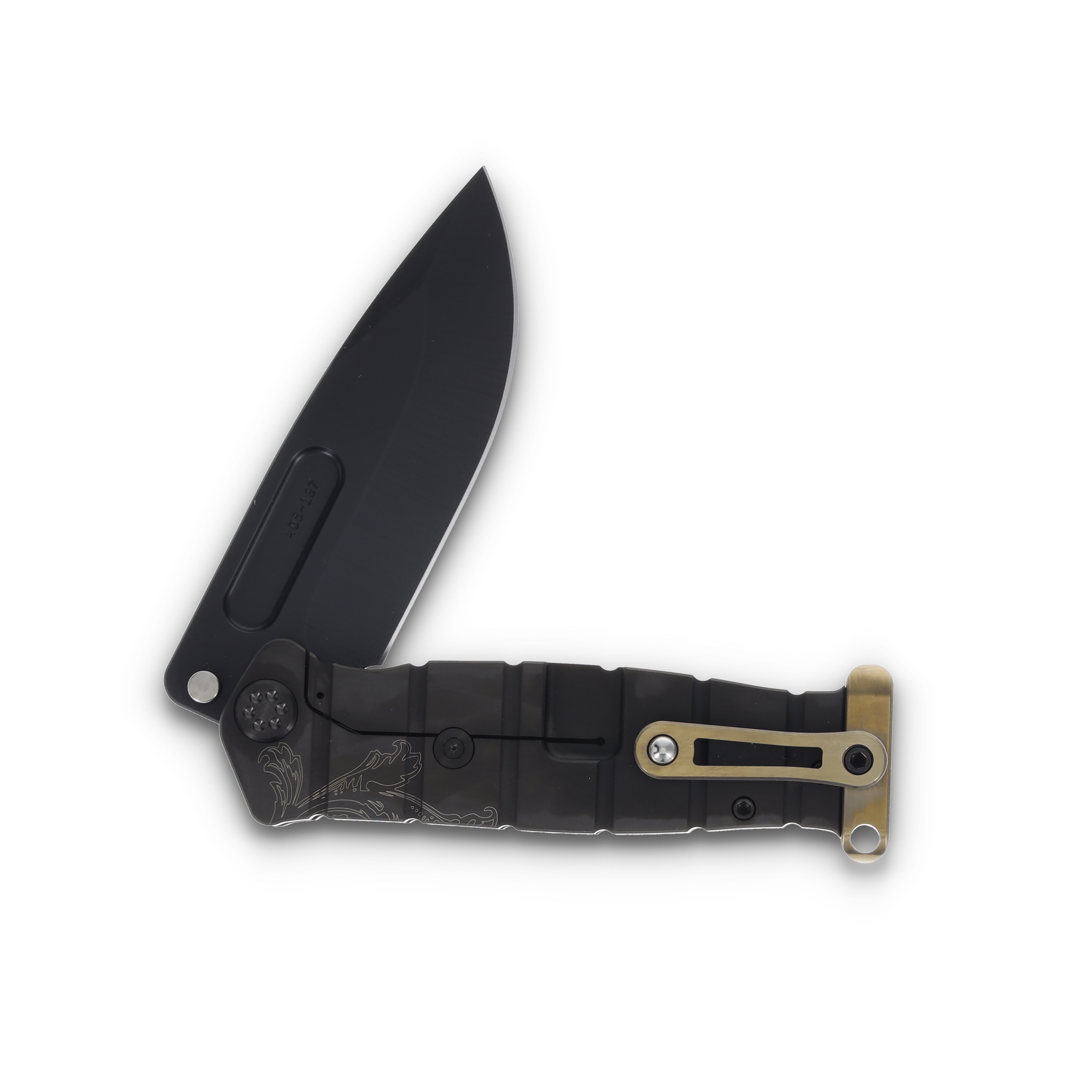 Medford USMC-FF S45VN  DLC Std Blade DLC Blade DLC "Gold Filigree" Handle Black HW w/Brushed/Bronze Clip MK2044PQ-30PV-TPC1-B1 View 4