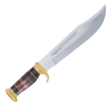 Down Under Knives Outback Bowie Ebony - Leather 11in Plain Satin Clip Point DUKCD View 2
