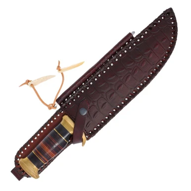 Down Under Knives Outback Bowie Ebony - Leather 11in Plain Satin Clip Point DUKCD View 7