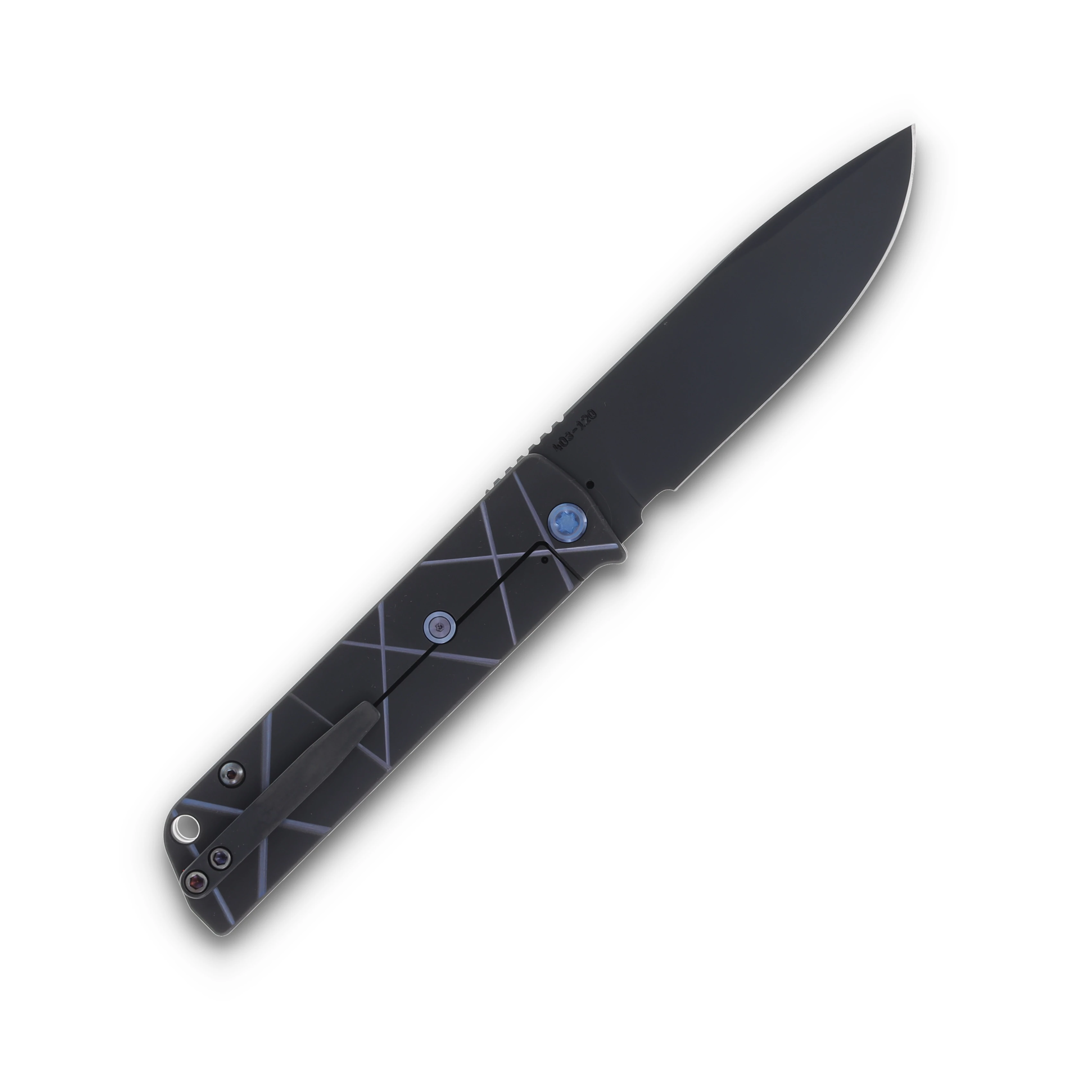 Medford The Antik S45VN DLC Drop Point Blade Black w/Blue "Laser Tag" Handle Blue Hardware/DLC Clip MK2144PD-31A6-T2CP-B2 View 2