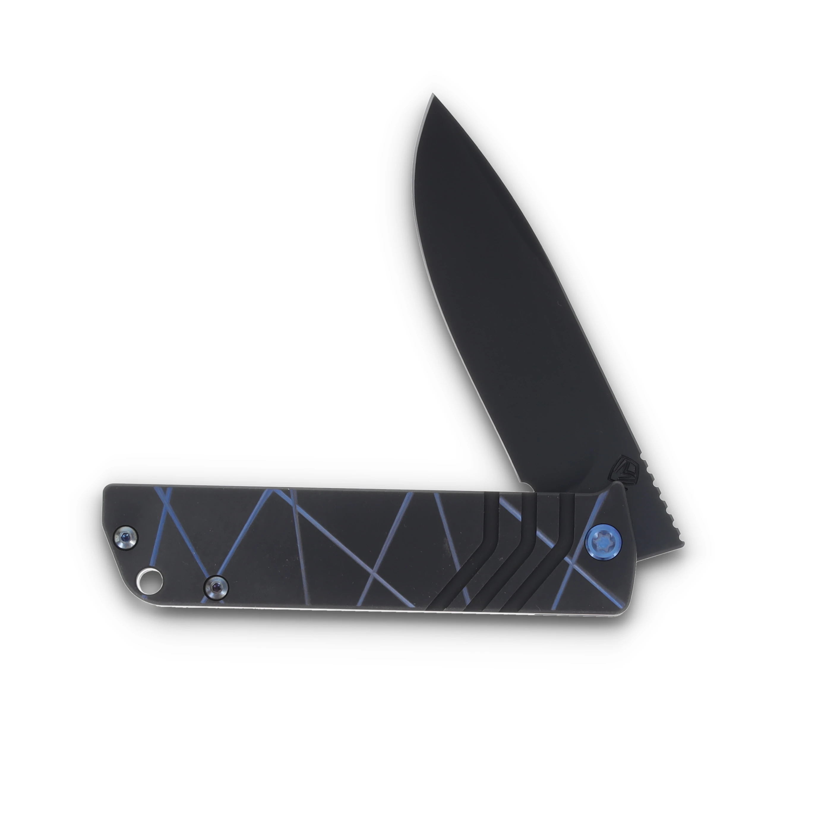 Medford The Antik S45VN DLC Drop Point Blade Black w/Blue "Laser Tag" Handle Blue Hardware/DLC Clip MK2144PD-31A6-T2CP-B2 View 3