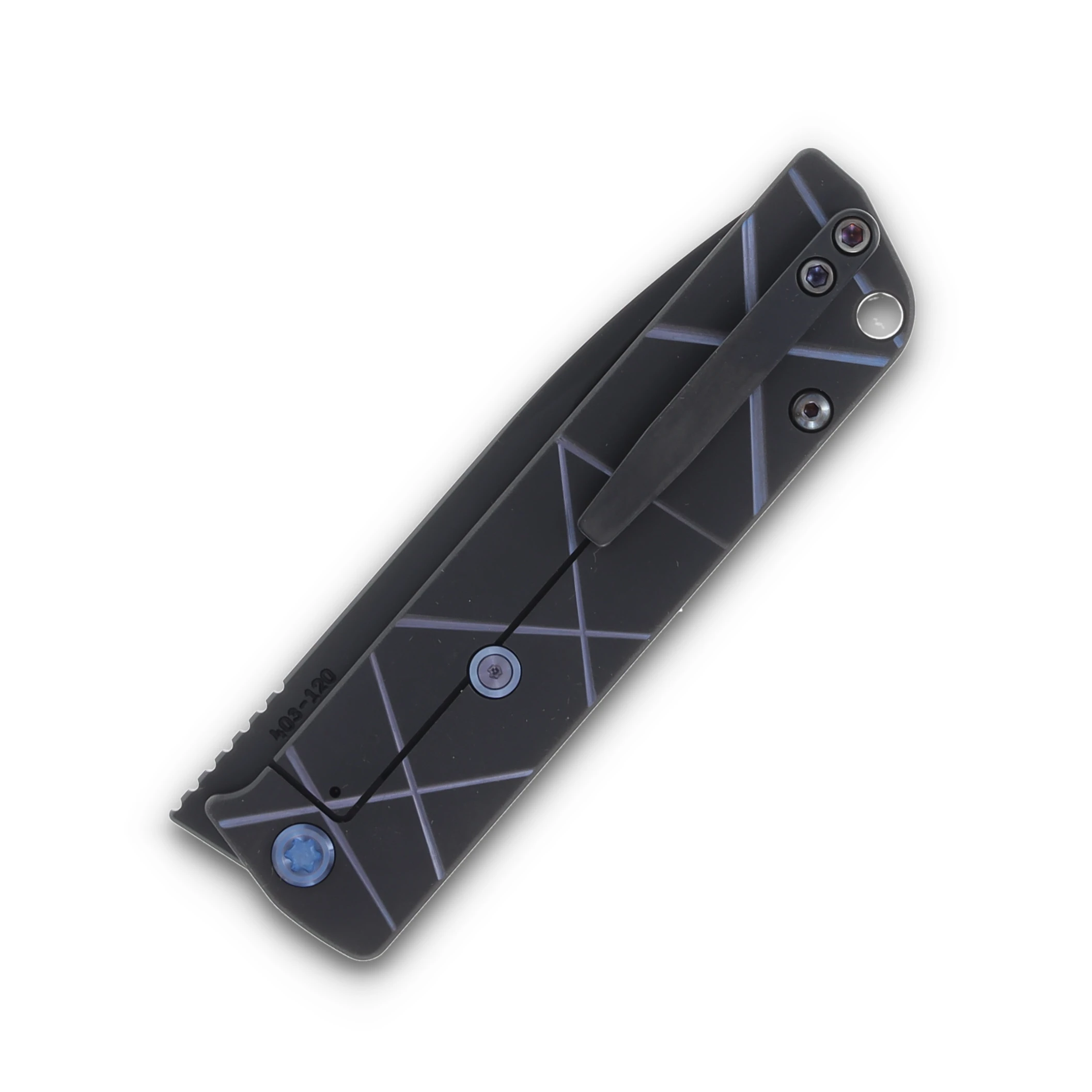 Medford The Antik S45VN DLC Drop Point Blade Black w/Blue "Laser Tag" Handle Blue Hardware/DLC Clip MK2144PD-31A6-T2CP-B2 View 6