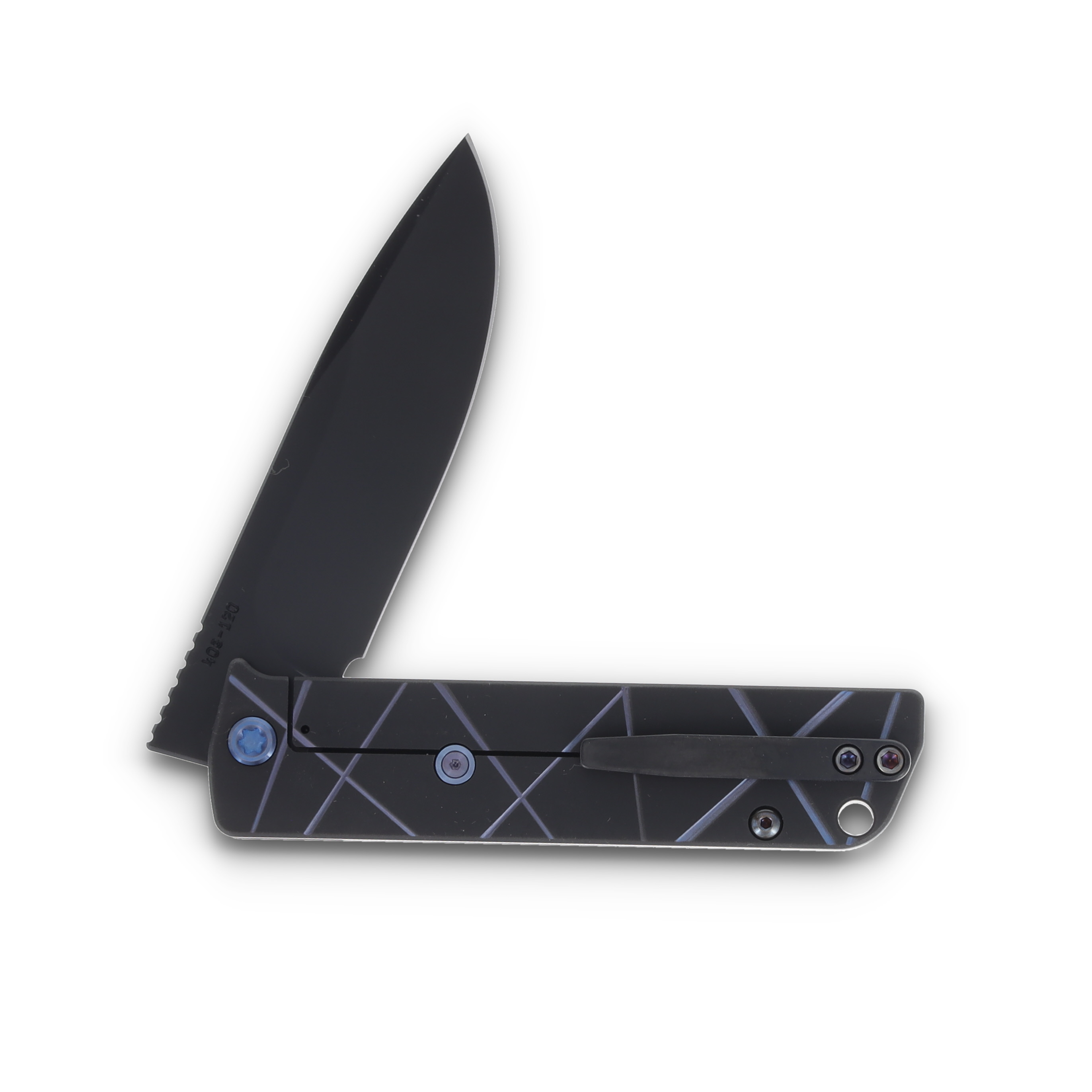 Medford The Antik S45VN DLC Drop Point Blade Black w/Blue "Laser Tag" Handle Blue Hardware/DLC Clip MK2144PD-31A6-T2CP-B2 View 4