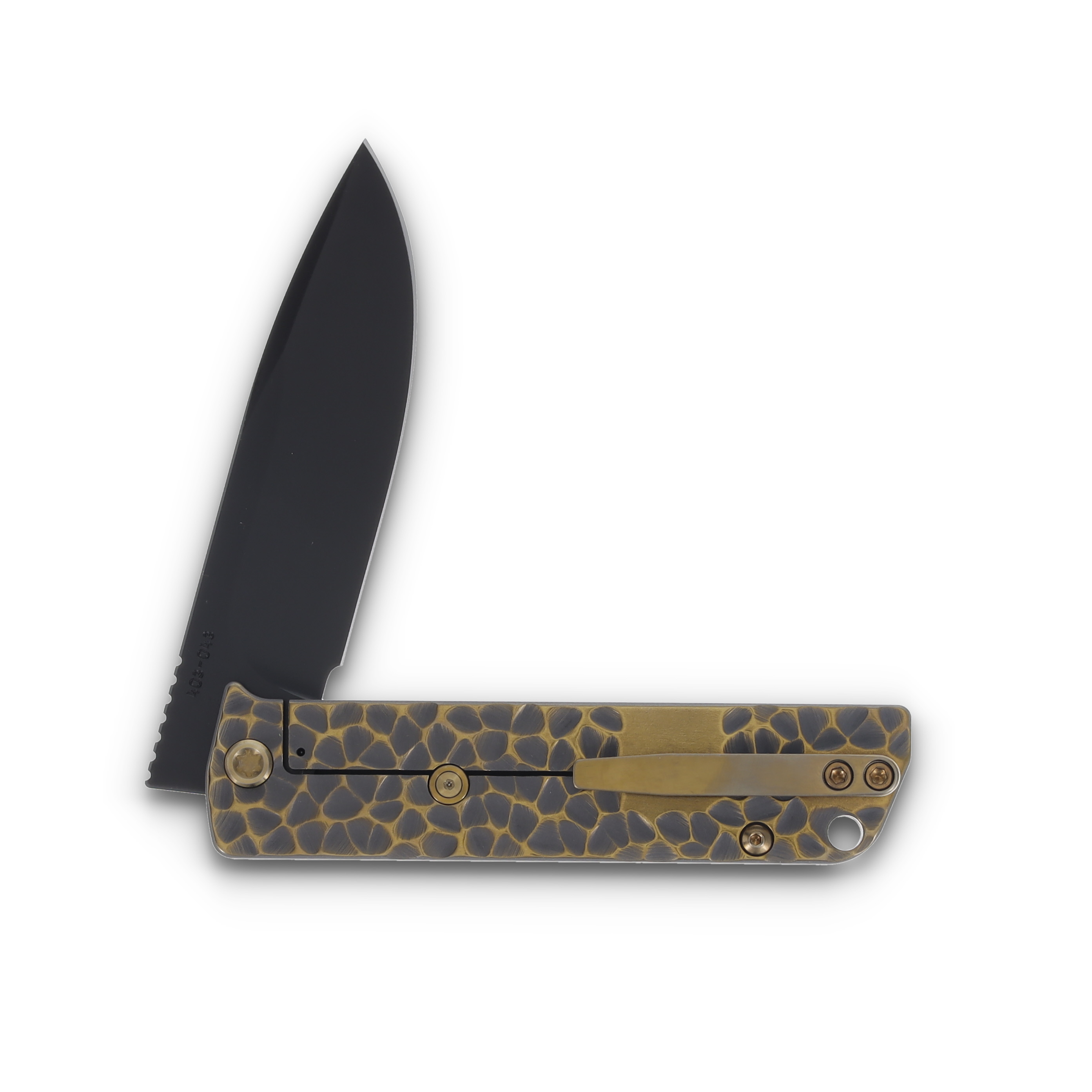 Medford The Antik S45VN DLC Drop Point Blade BB/Cement w/Brushed Bronze "Peaks & Valleys" Bronze HW Brushed/Bronze Clip MK2144PD-36A1-T1C1-BP View 4