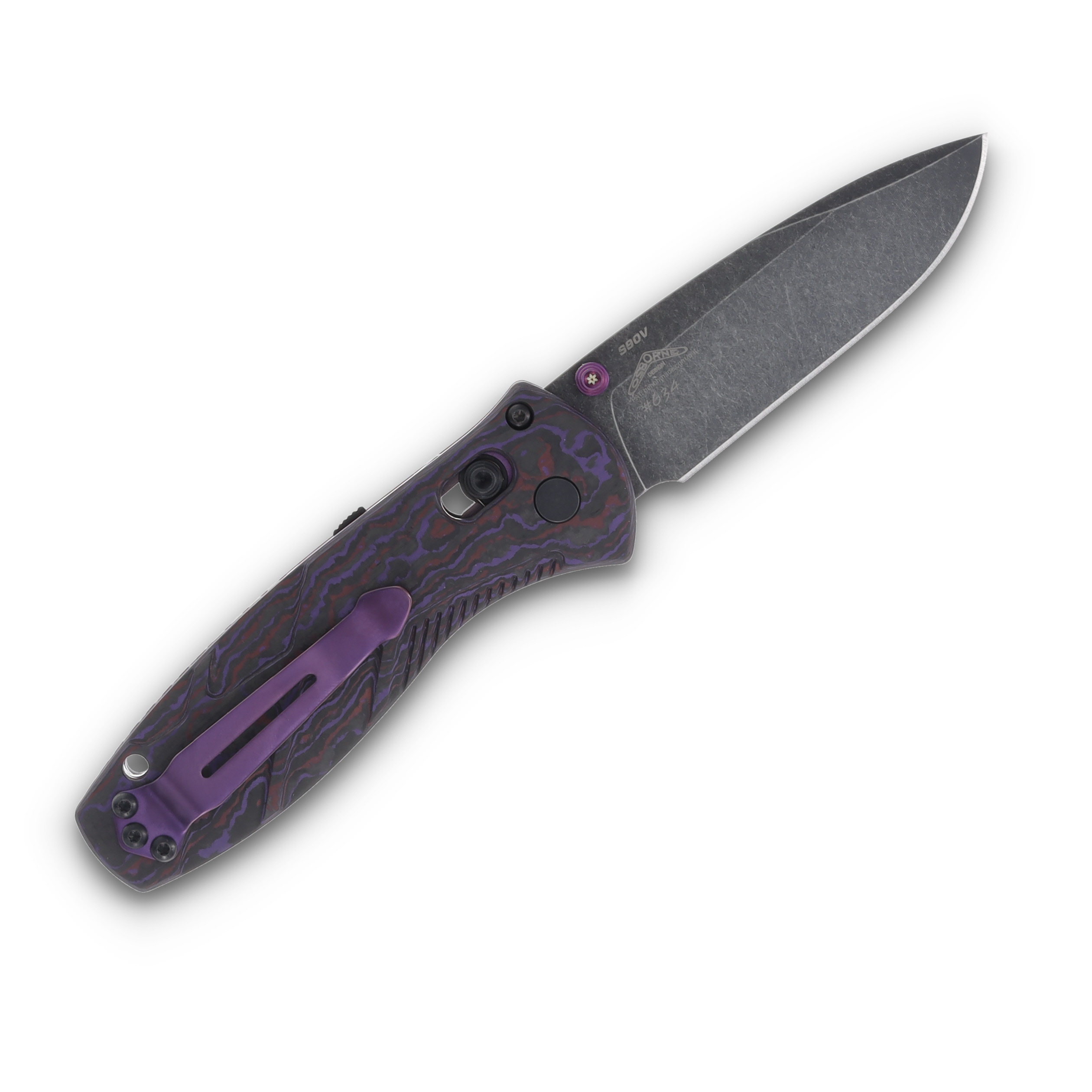 Benchmade Gold Class Mini Barrage Purple Haze 2.91in Plain Battlewash Drop Point BM585BK-251 View 2