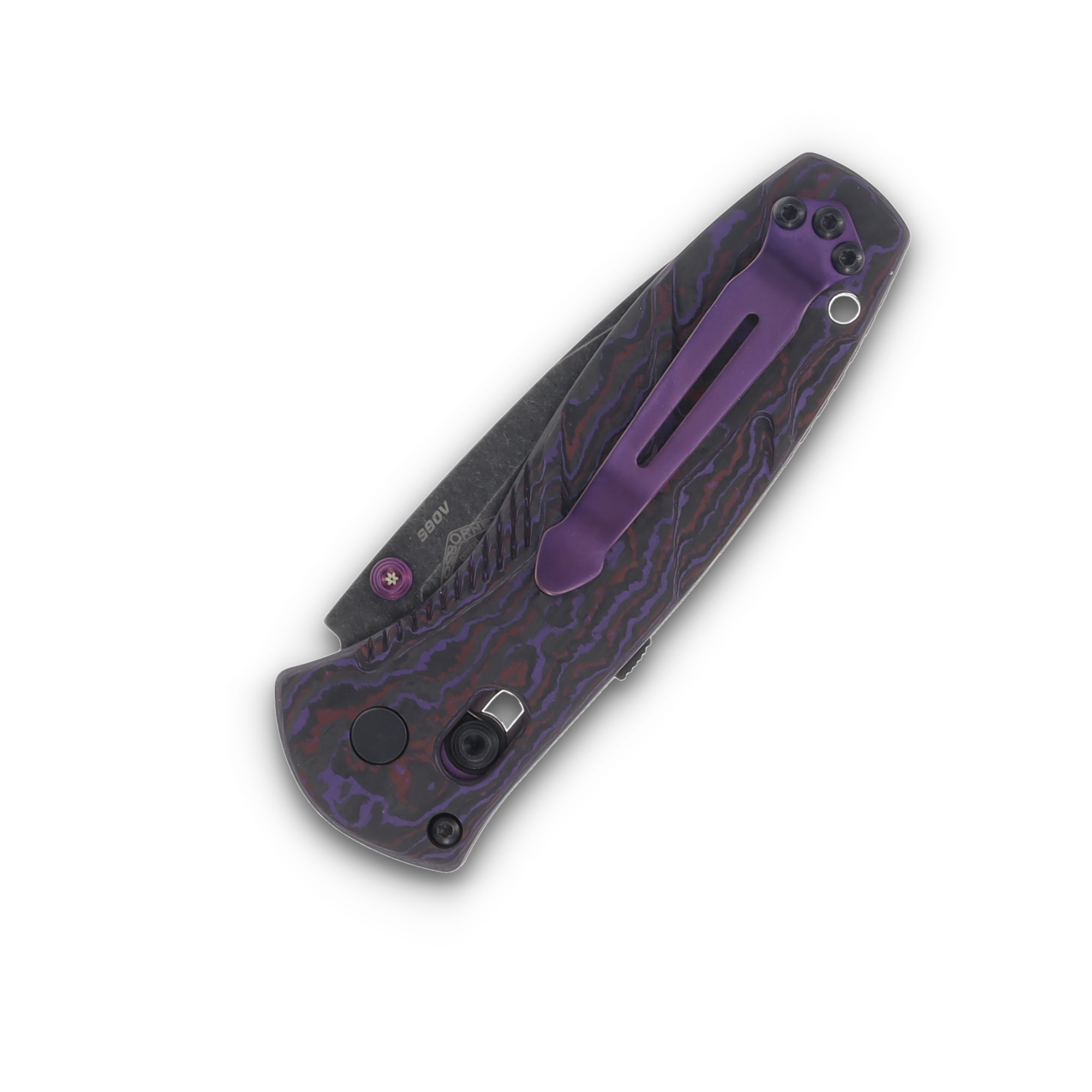 Benchmade Gold Class Mini Barrage Purple Haze 2.91in Plain Battlewash Drop Point BM585BK-251 View 4