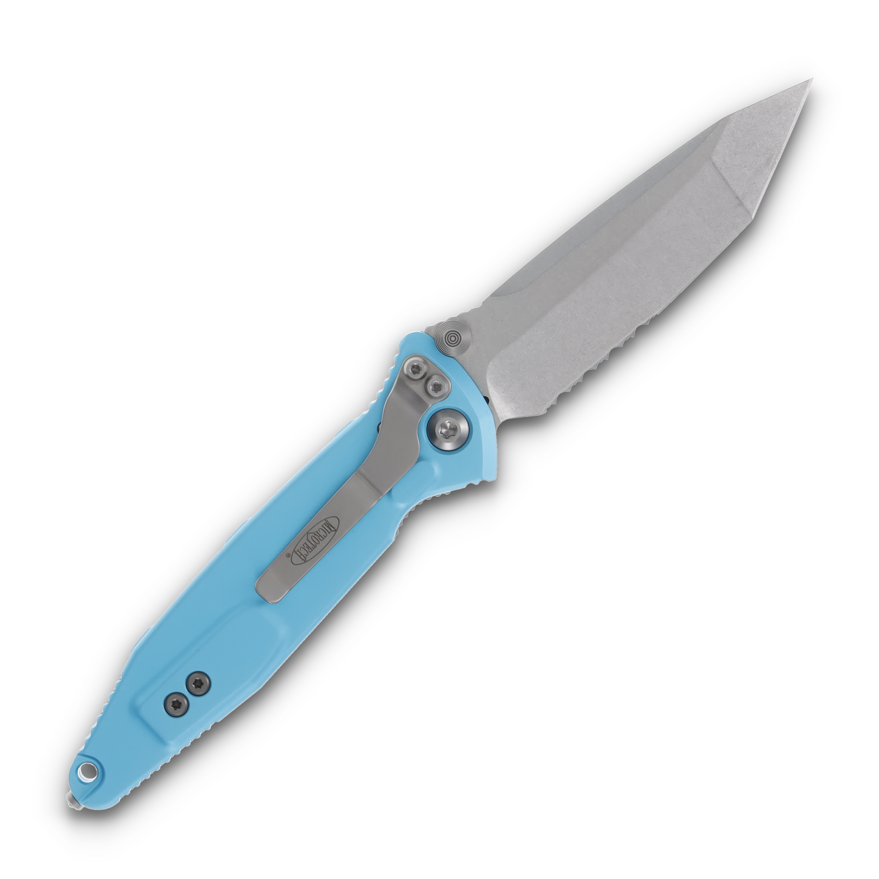 Microtech Socom Elite Folding Knife Turquoise 4.0in SW Part Serr Clip Point MT16111TQ View 2