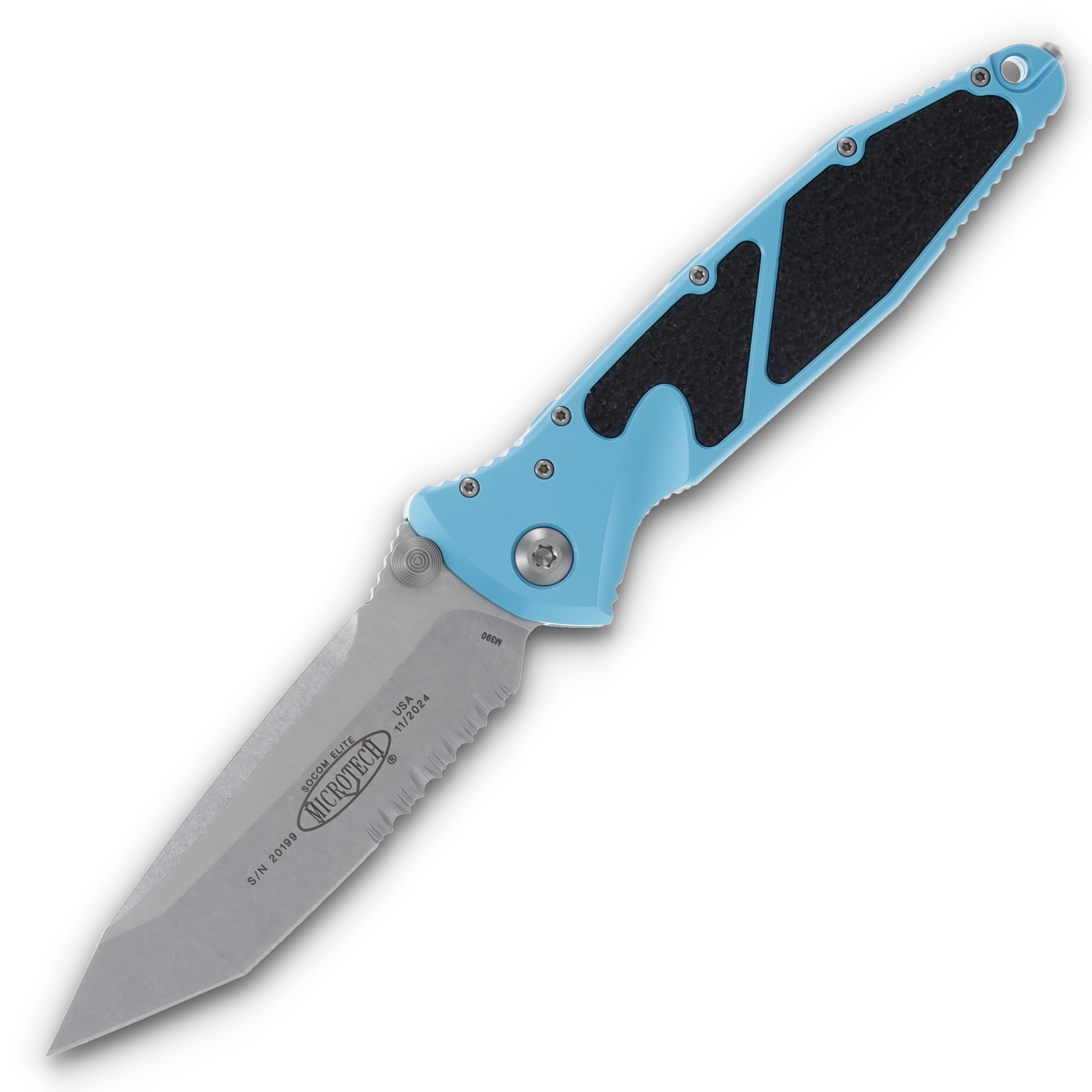 Microtech Socom Elite Folding Knife Turquoise 4.0in SW Part Serr Clip Point MT16111TQ View 1