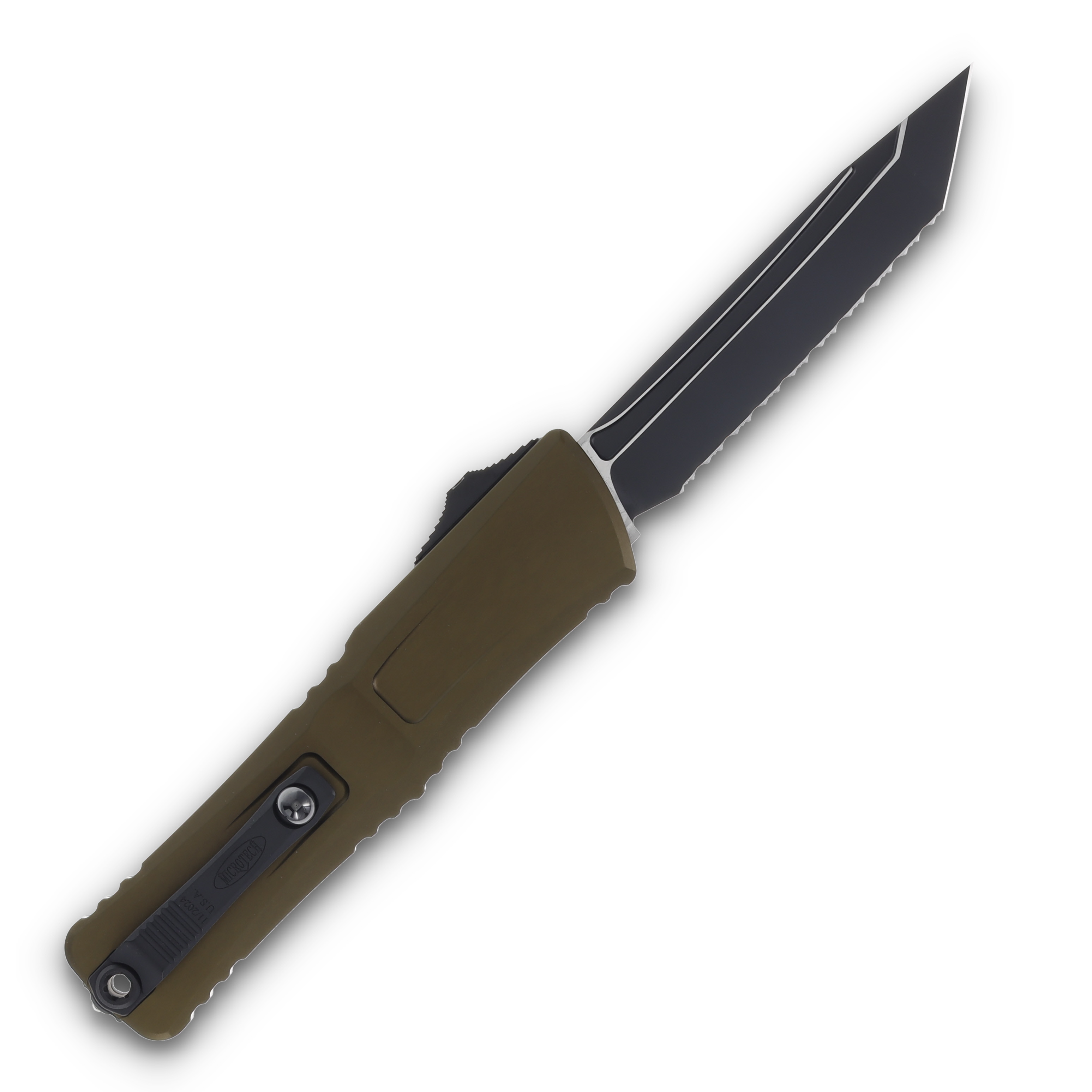 Microtech Combat Troodon Gen III T/E Black Full Serrated OD Green AUMT11443OD View 2