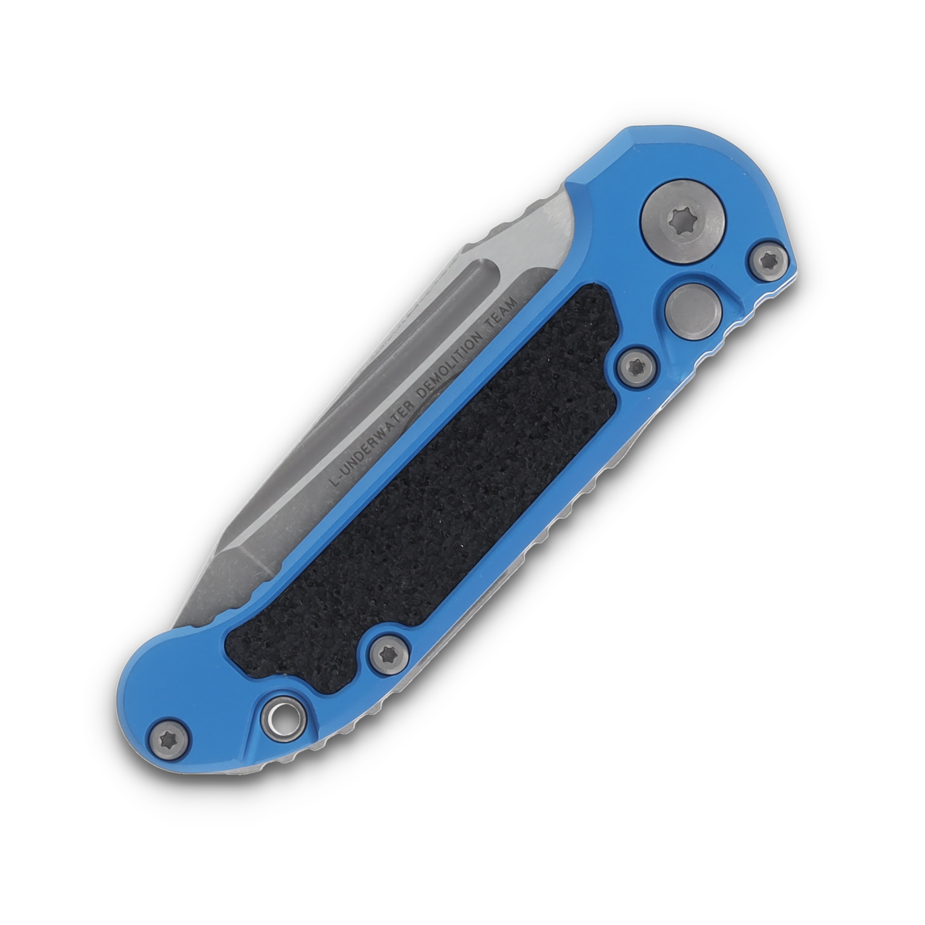 Microtech LUDT Gen III AUTO Blue Folding Knife 3.5in Apocalyptic Tanto Part Serr AUMT113611APBL View 3