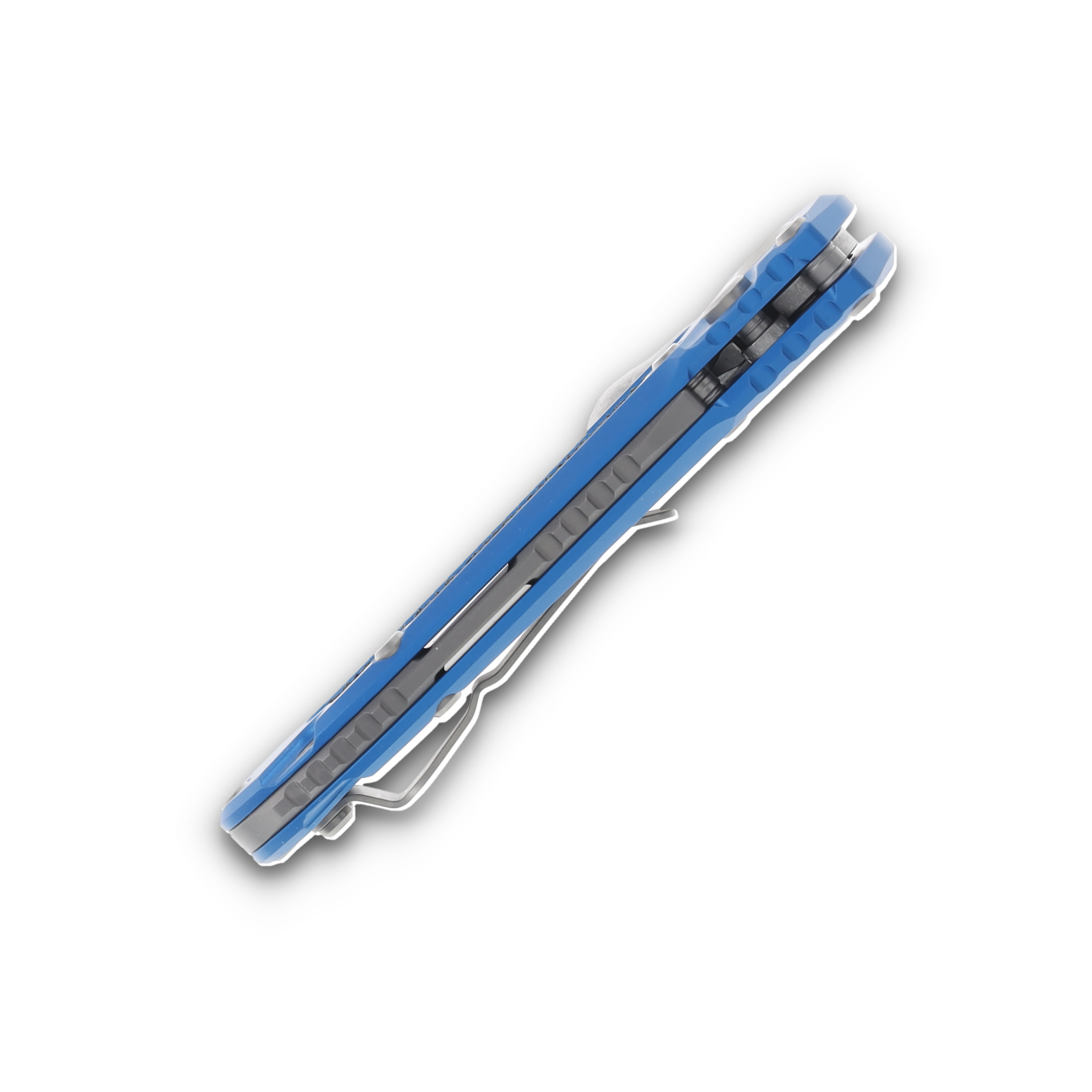 Microtech LUDT Gen III AUTO Blue Folding Knife 3.5in Stonewash Drop Point Part Serr AUMT113511BL View 6