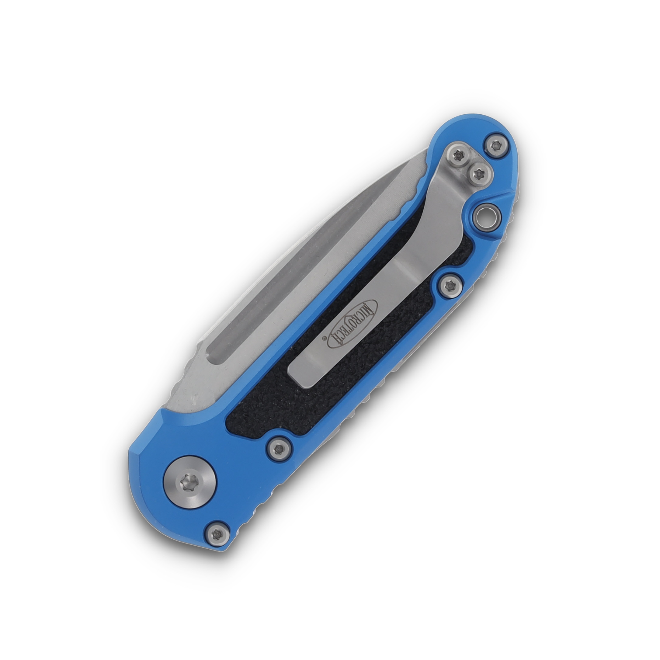Microtech LUDT Gen III AUTO Blue Folding Knife 3.5in Stonewash Drop Point Part Serr AUMT113511BL View 4