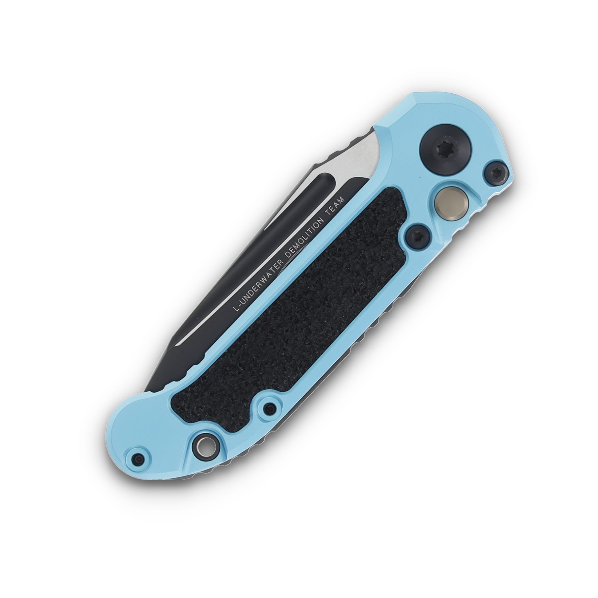 Microtech LUDT Gen III AUTO Turquoise Folding Knife 3.5in Black Tanto Serrated AUMT11363TQ View 3