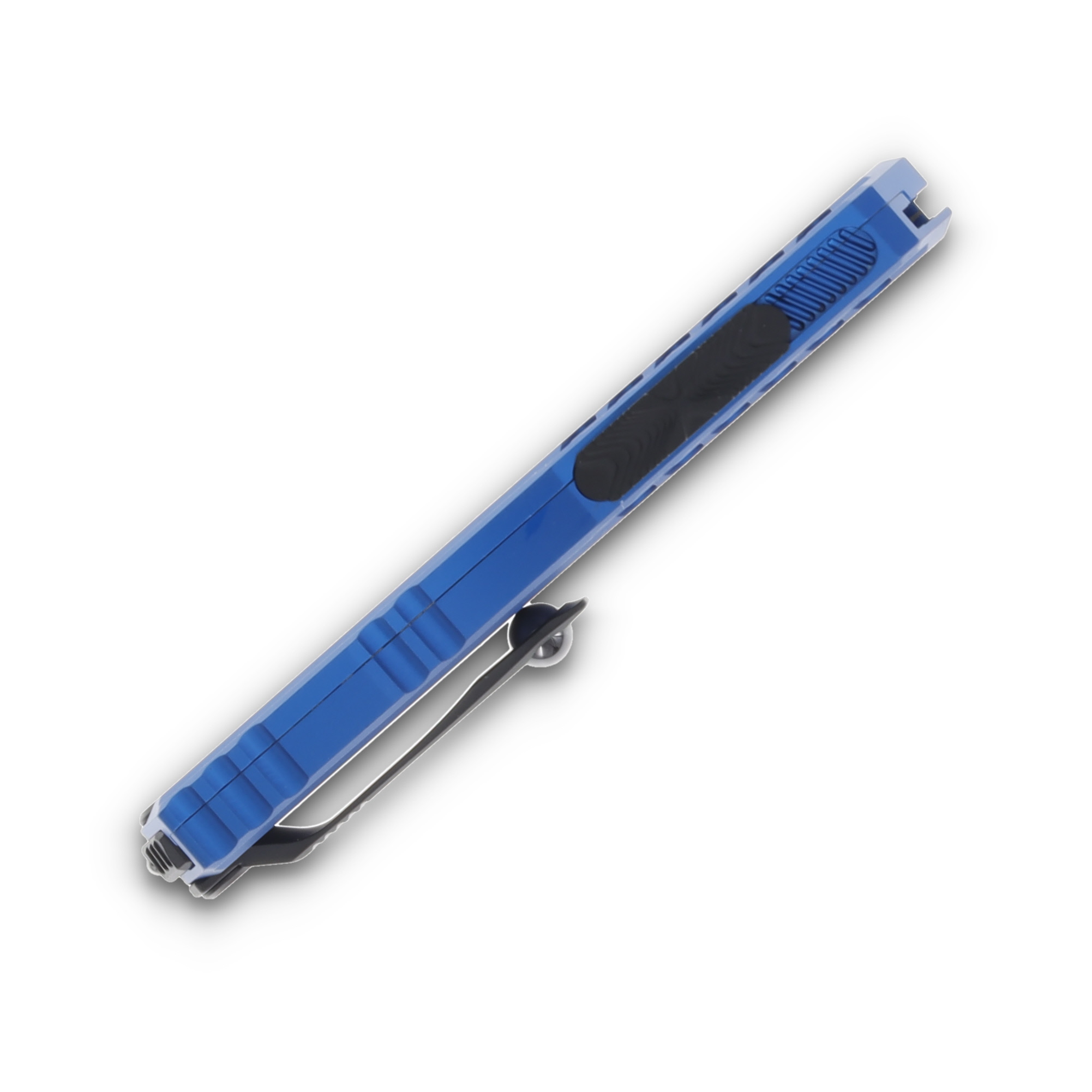 Microtech Cypher II Blue Aluminum OTF Auto 3.5in Black Wharncliffe Blade AUMT12411BL View 5
