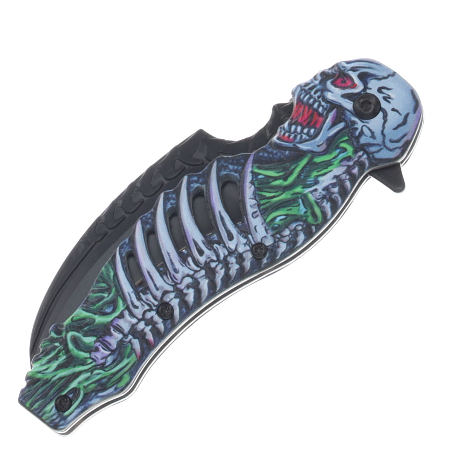 Szco 5" Skull Talon Assisted Open Folder Acid Wash Blade Clip 300308BL View 6