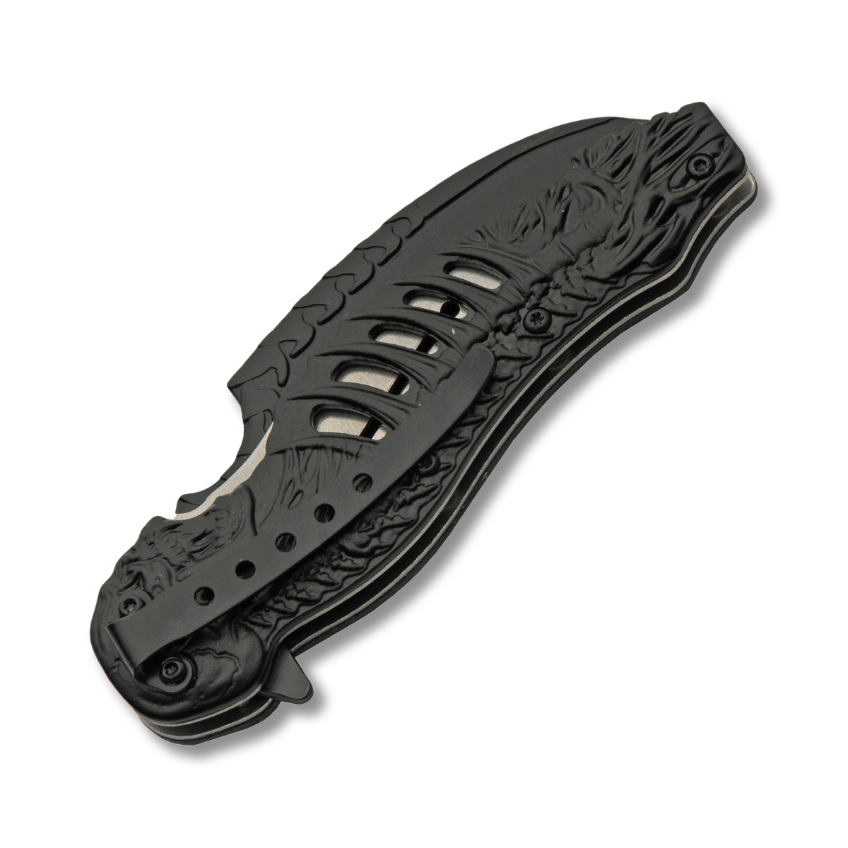 Szco 5" Skull Talon Assisted Open Folder Purple Red Clip 300308PU View 3