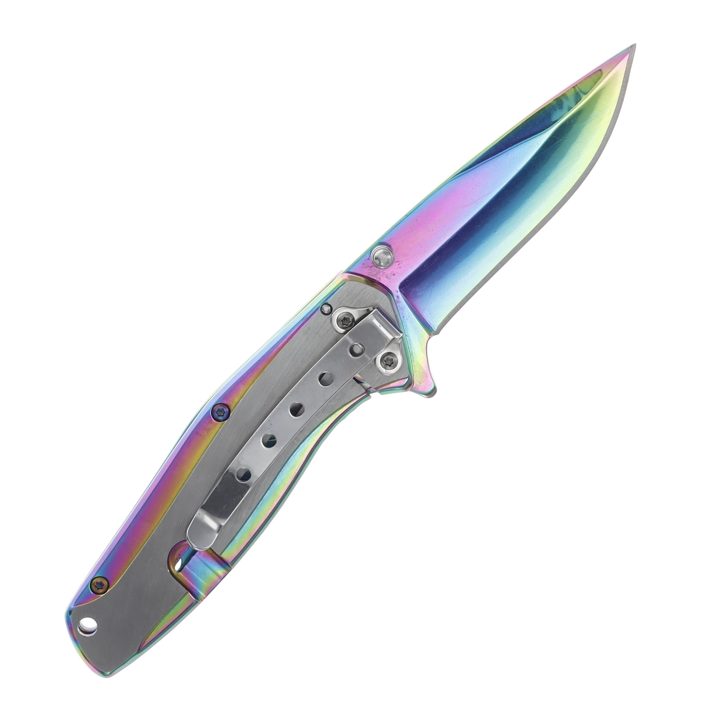 Szco 3.9" Rainbow Tech Clip Assisted Open Linerlock 300608 View 2