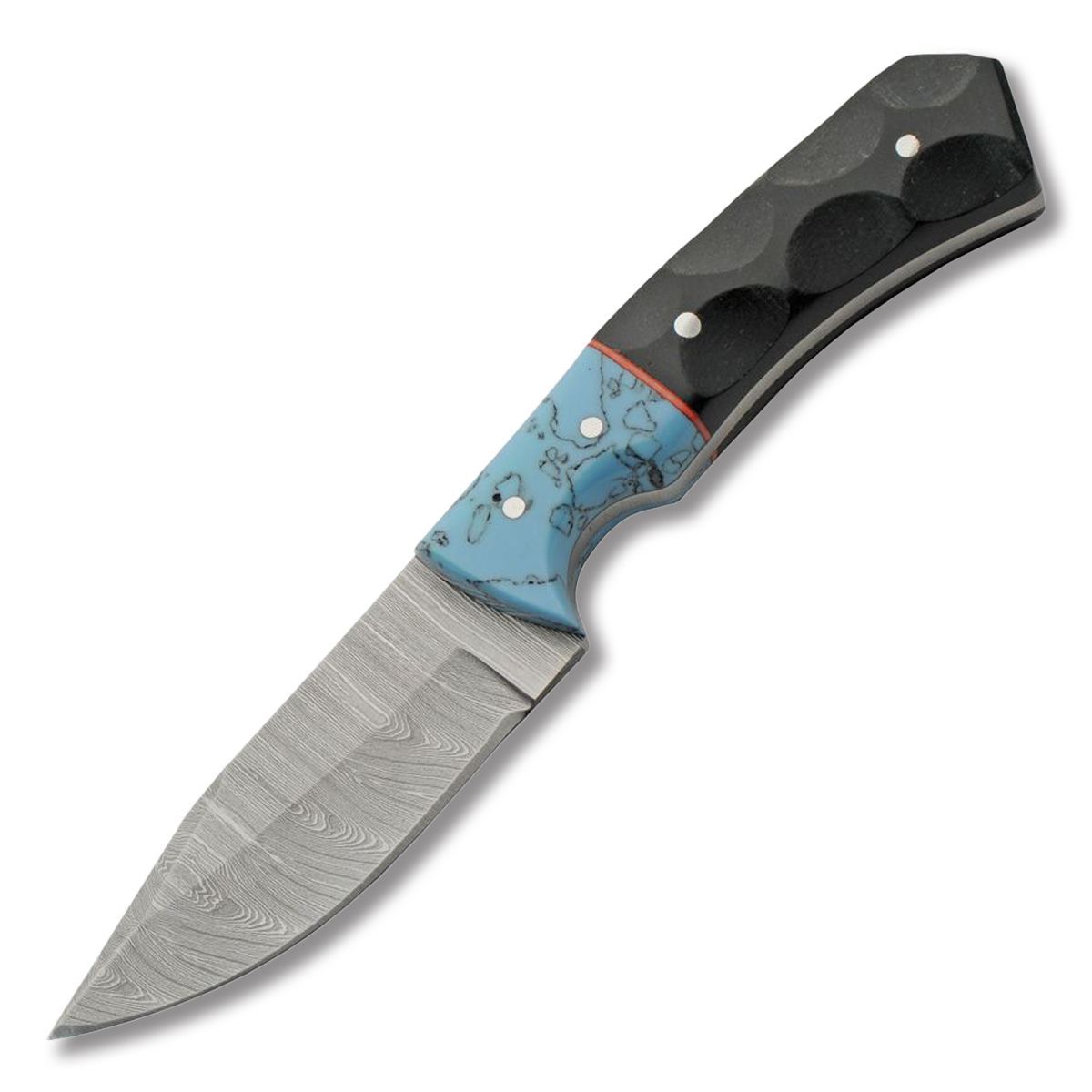 Szco 6.5" Imitation Turquoise Black Micarta Skinner Leather Sheath DM1404TR View 1