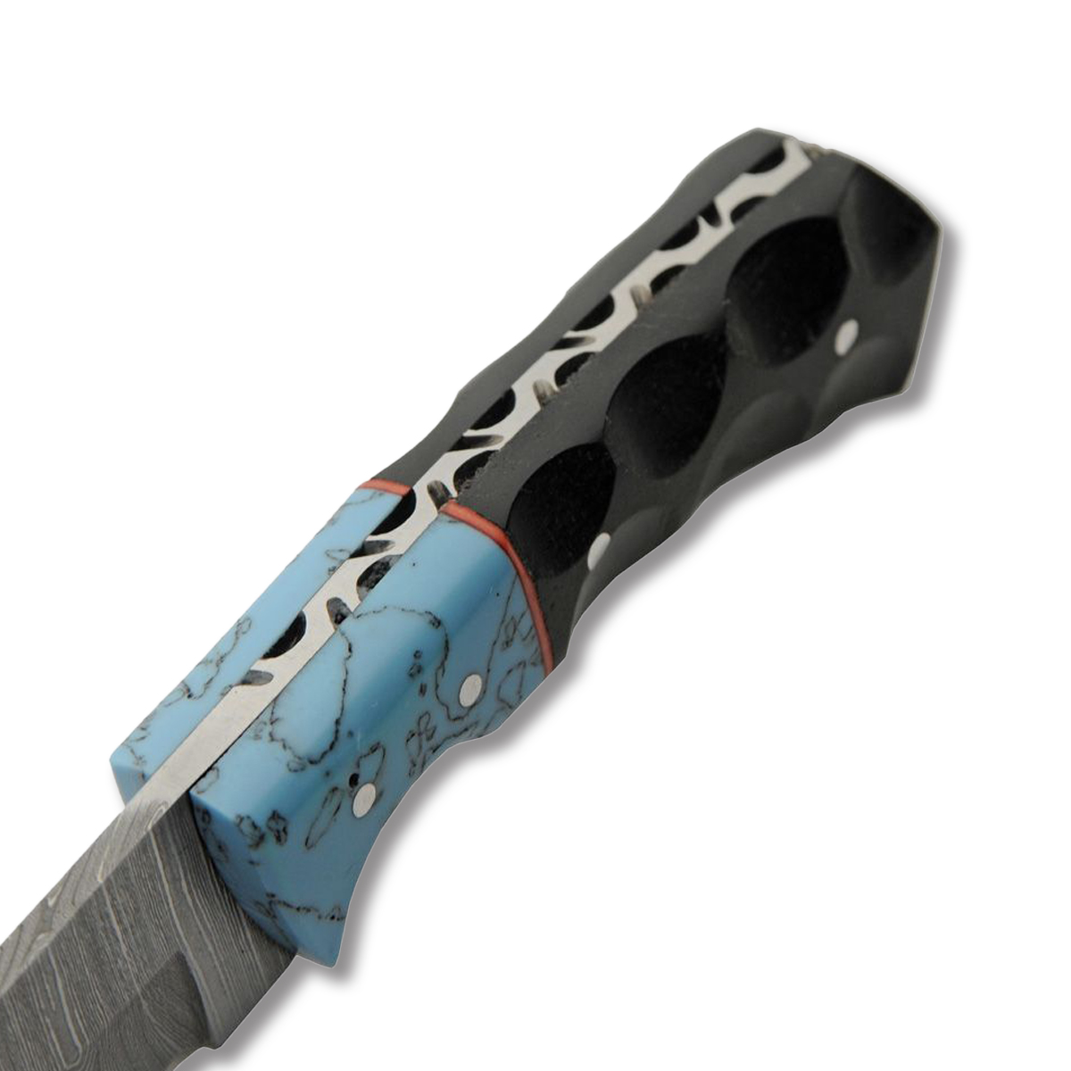 Szco 6.5" Imitation Turquoise Black Micarta Skinner Leather Sheath DM1404TR View 2