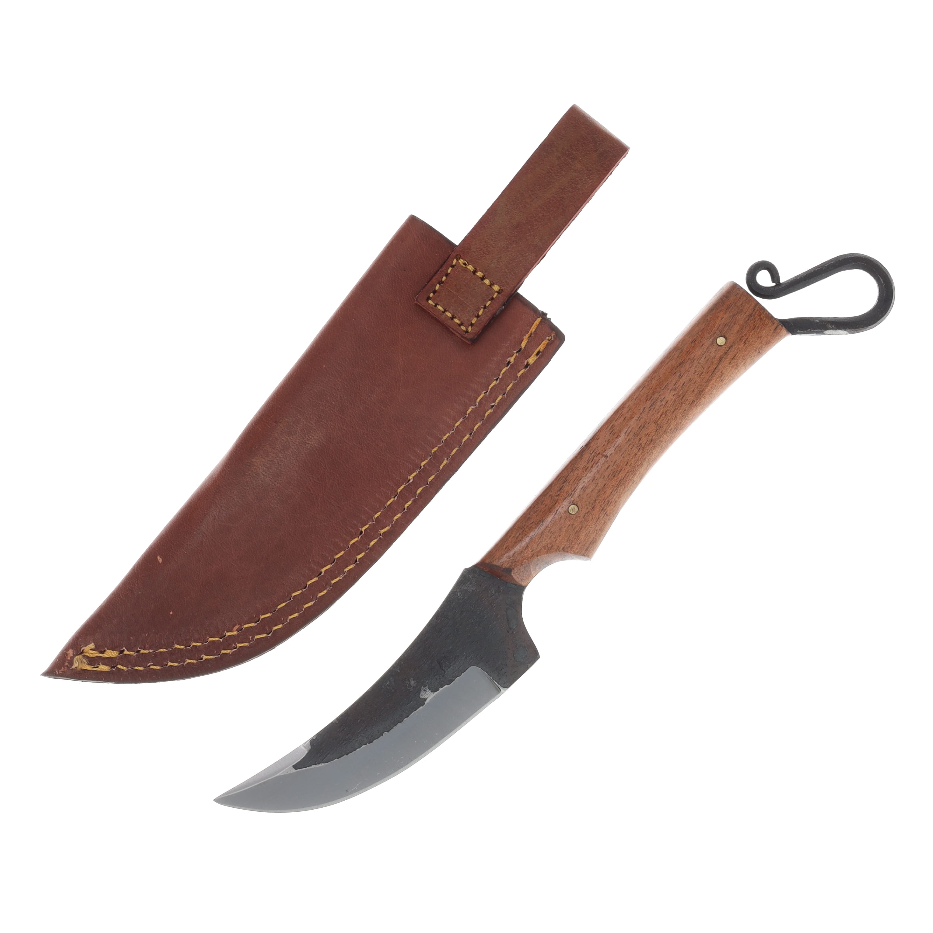 Szco 9.75" Forged Pitch Blade Hunter Wood Leather Sheath HS4459 View 2