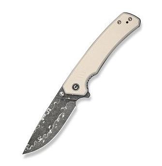 CIVIVI Merit Folding Knife Ivory 3.28 Inch Plain Damascus Drop Point C24012-DS1 View 1