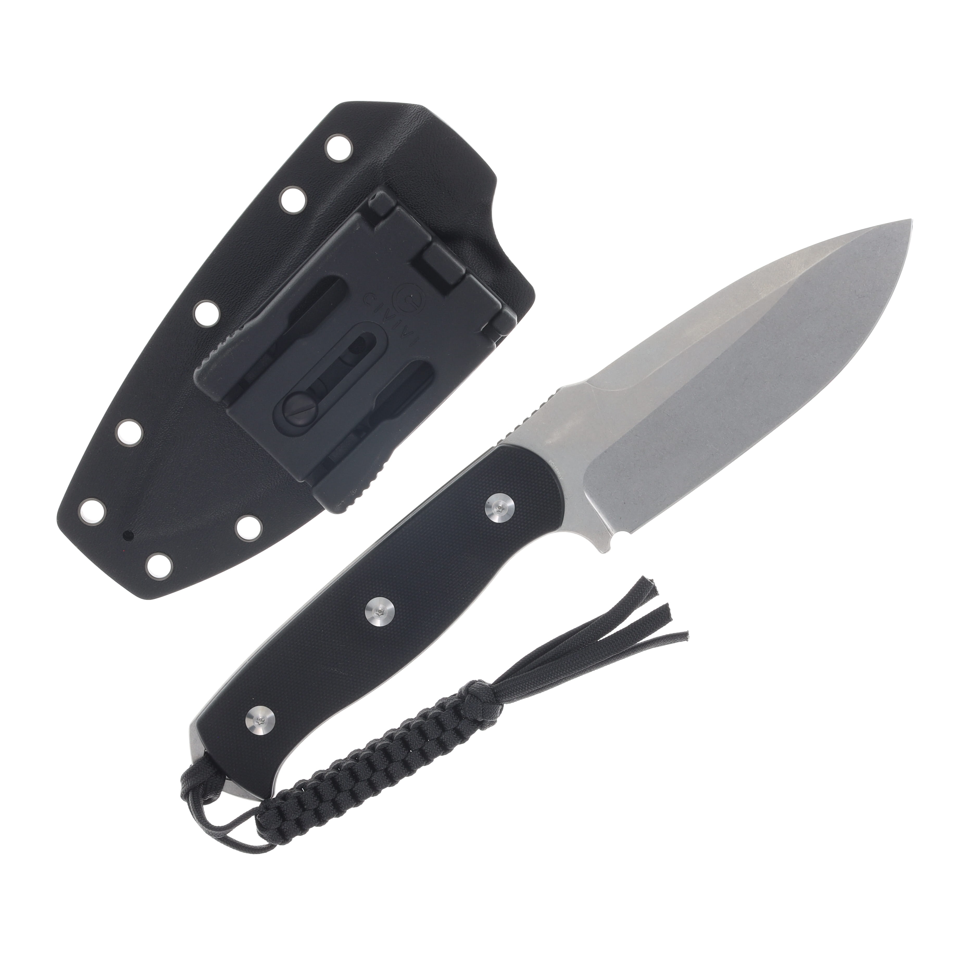 SENCUT Toxodon Black 4.57 Inch Plain Stonewash Drop Point S24036-1 View 2