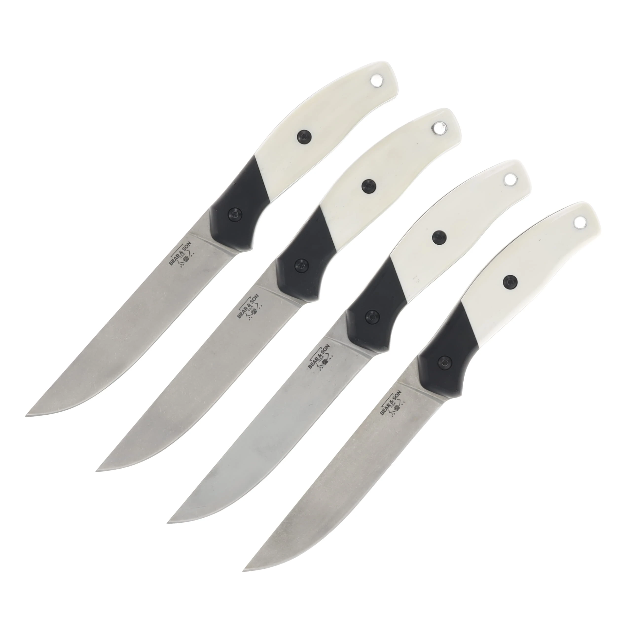 Bear & Son Four Piece Professional Steak Knife Set White Smooth Bone BRWSB36 View 1