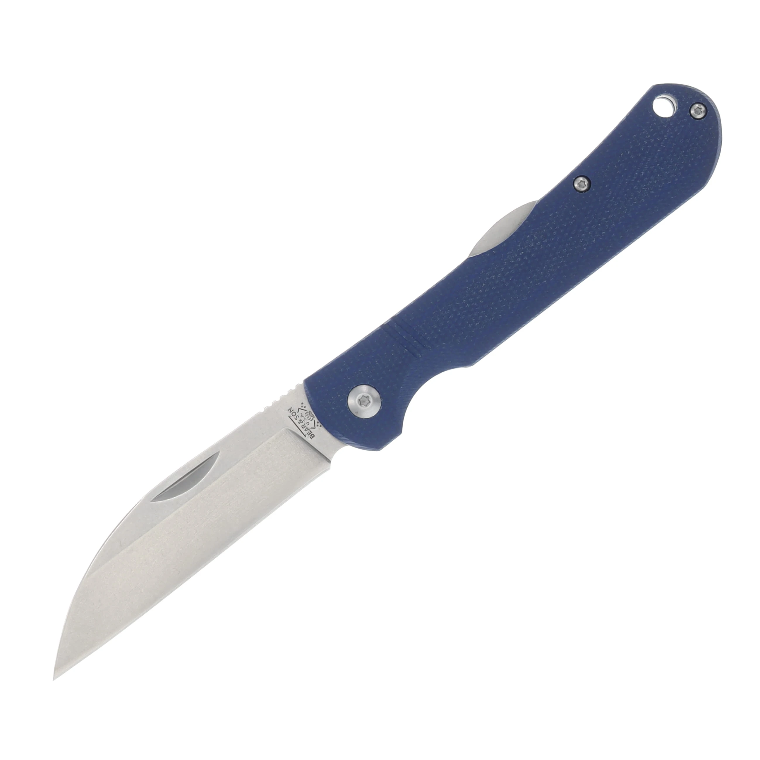 Bear & Son Wharncliffe Folding Knife Blue Jean Micarta BR484LMB View 1