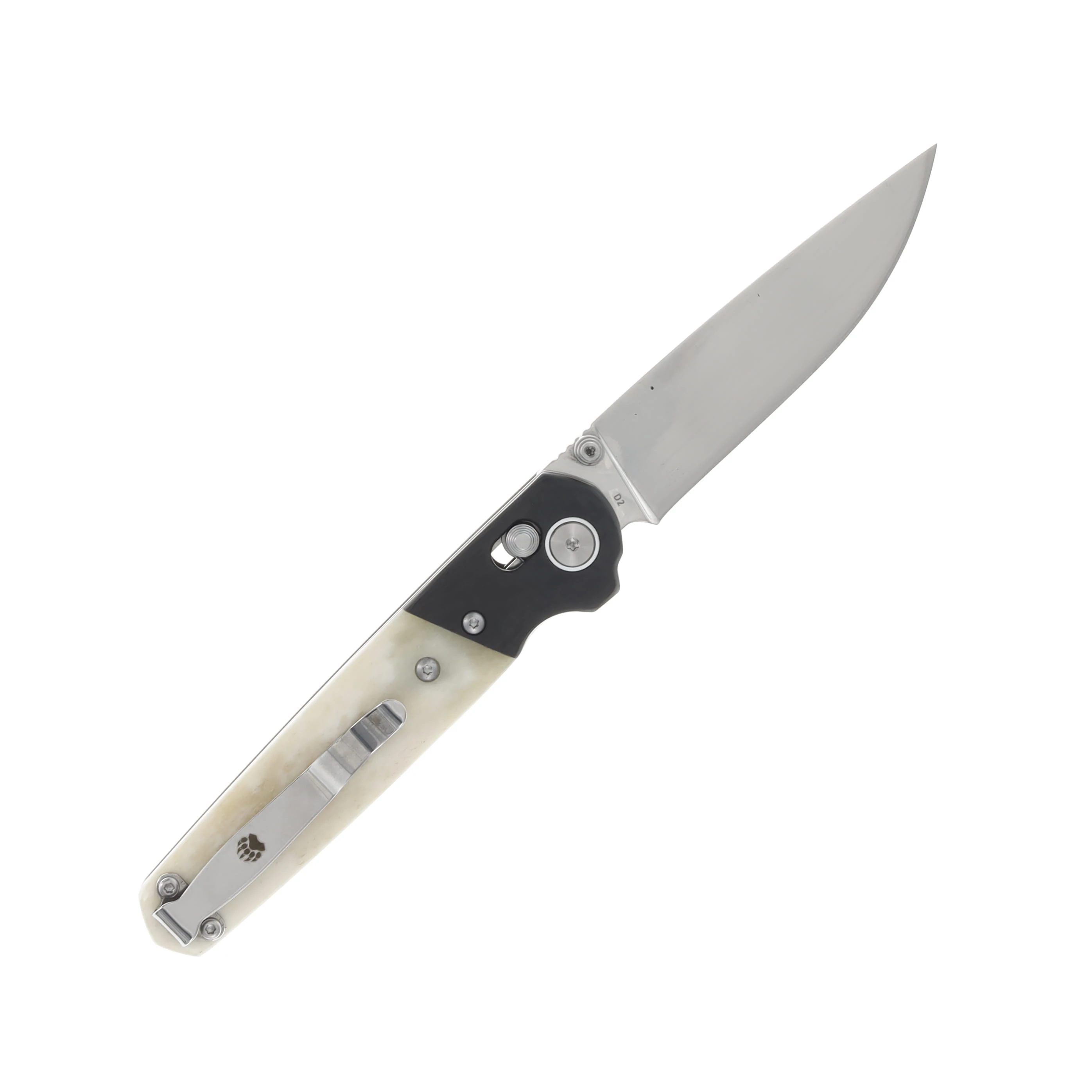Bear & Son Lawman White – Black 3.25 Inch Plain Satin Drop Point BRWSB22 View 2