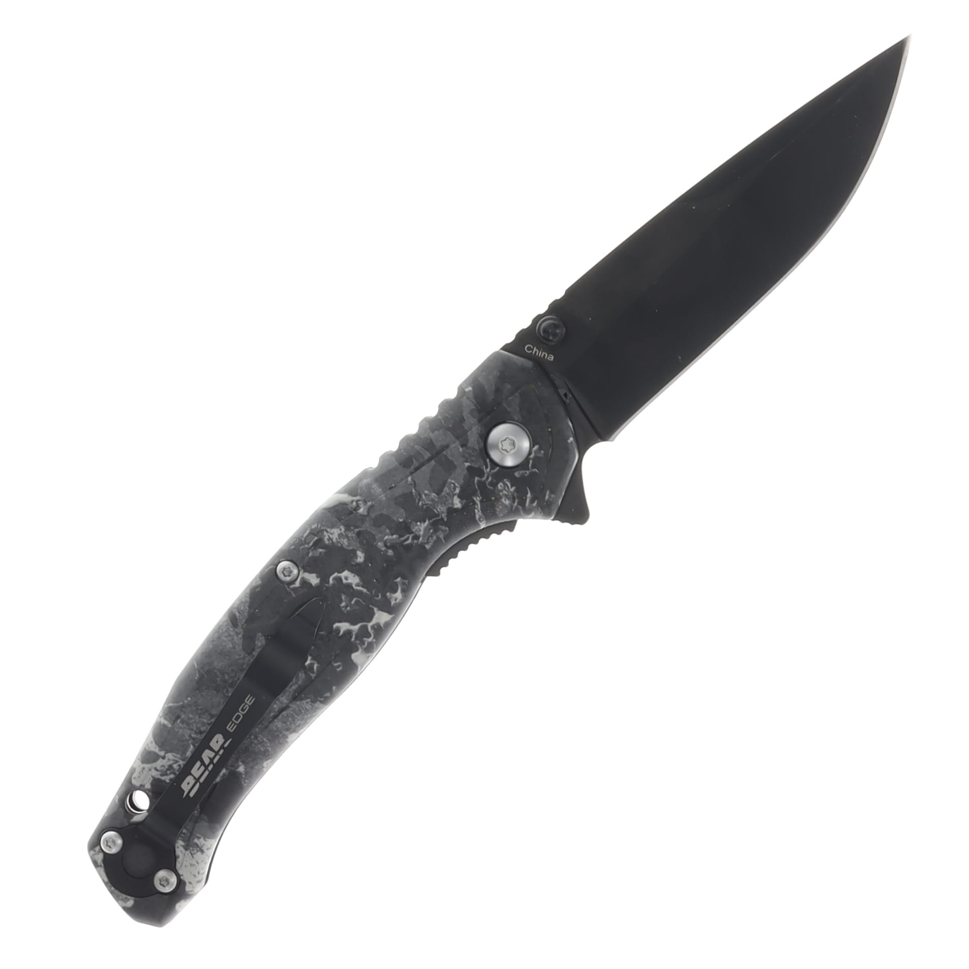 Bear & Son Bear Edge Brisk 2.0 Midnight Camo 3.12in Plain Black Drop Point BR61552 View 2