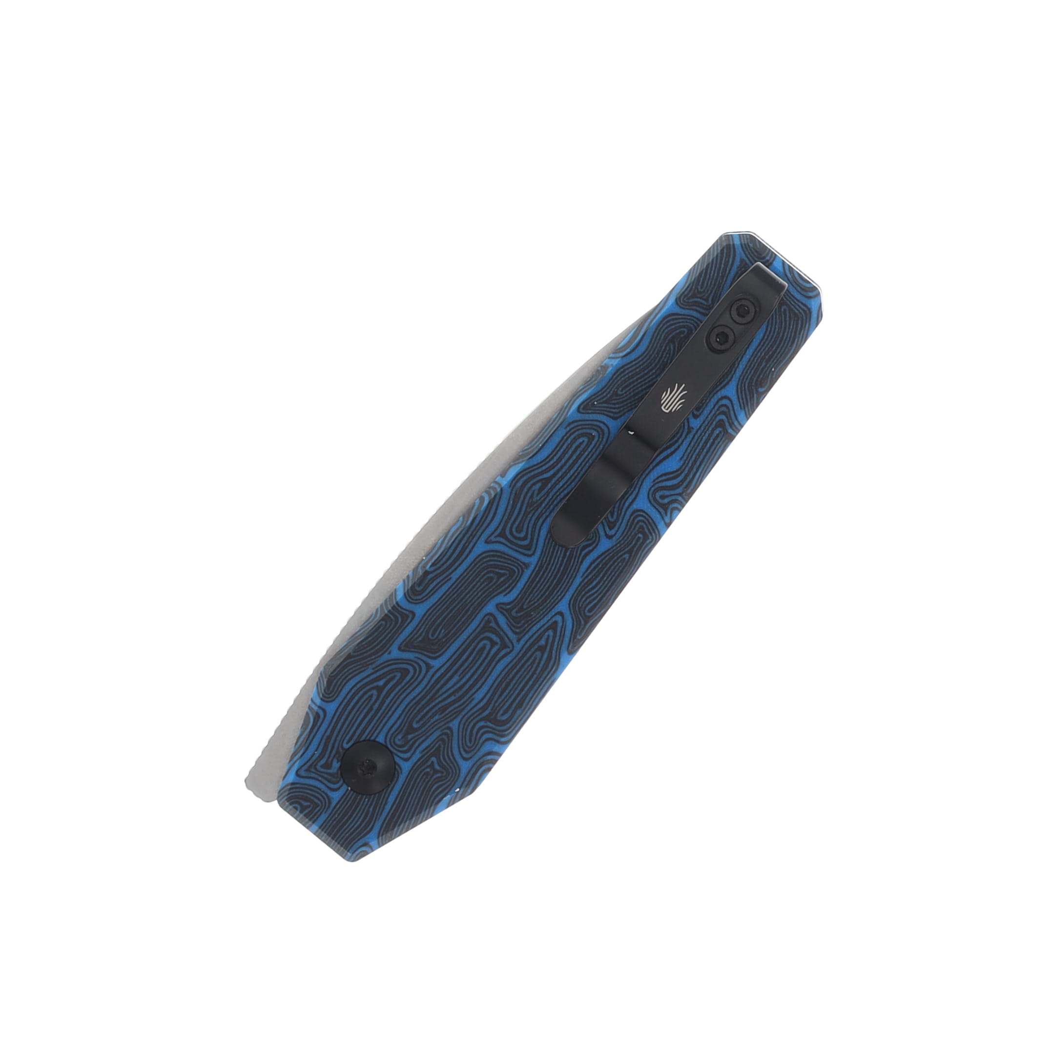 Kizer Tomb Blue-Black Damascus G-10 3.21in Plain Stonewash Drop Point V3692A3 View 4