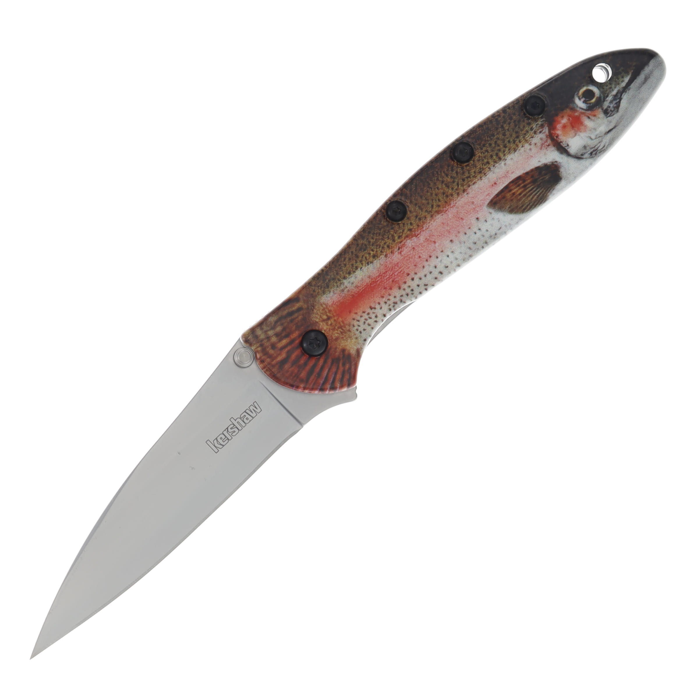 Kershaw Leek Rainbow Trout 3 Inch Plain Bead Blasted Drop Point KS1660TROUT View 1