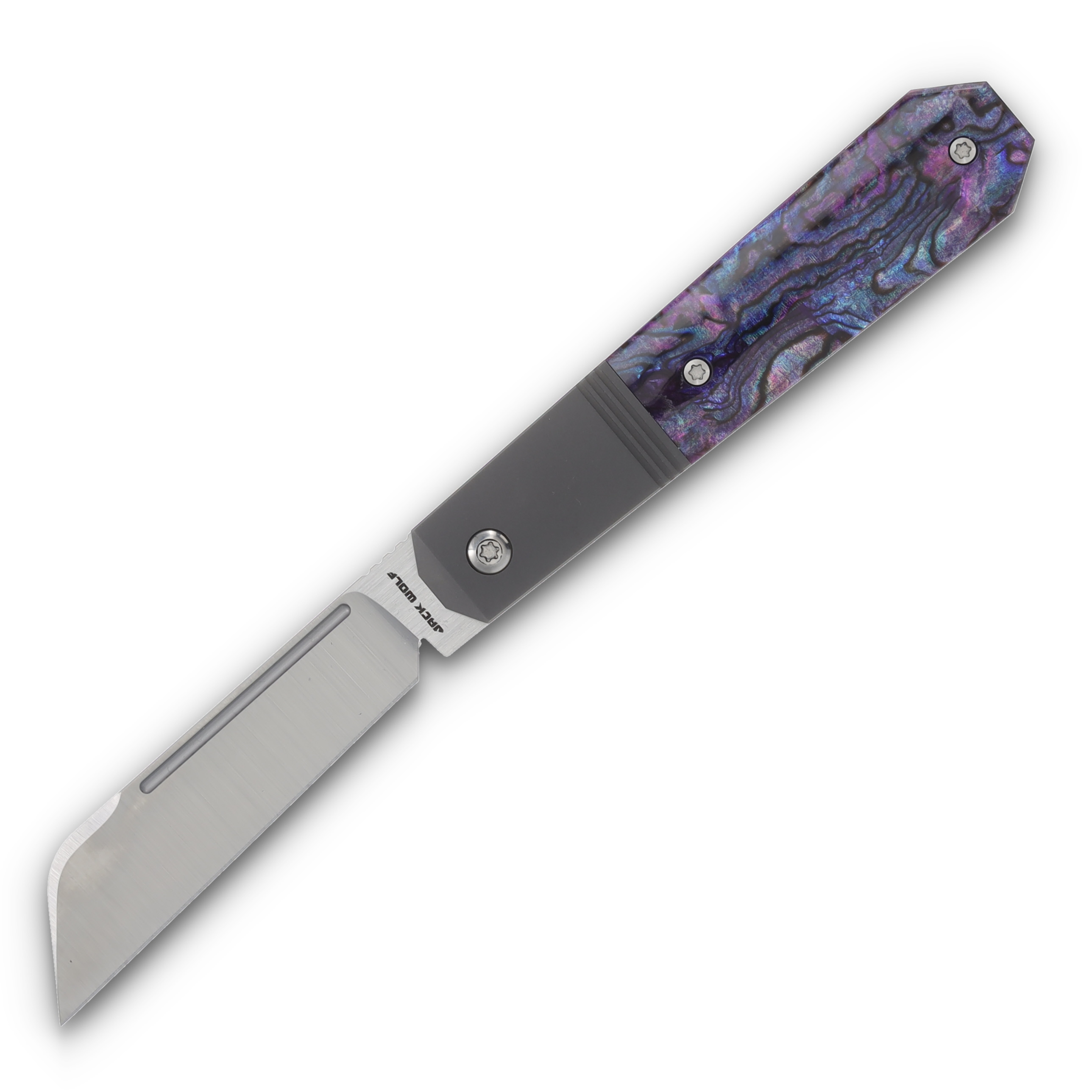 Jack Wolf After Hours Jack Purple Abalone 3.15in Plain Belt Satin Sheepsfoot AFTER-02-PUR-ABALONE View 1