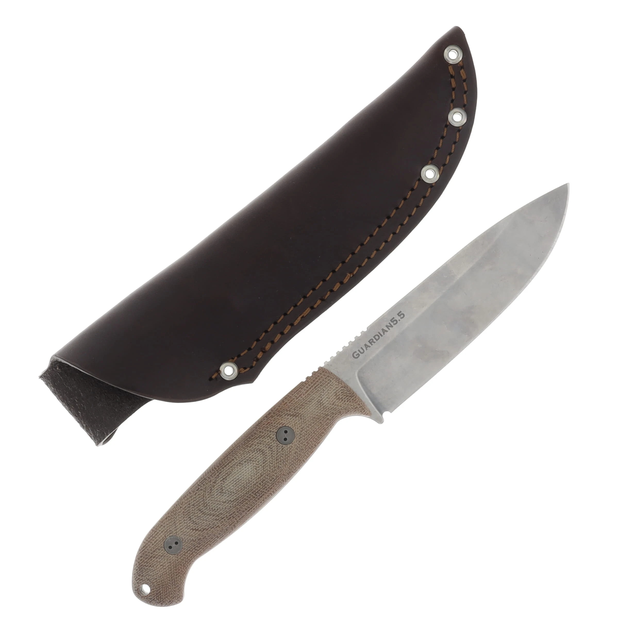 Bradford Knives Guardian5.5 3D Natural Micarta 5.05in Stonewash Drop Point Blade BRAD1931 View 1