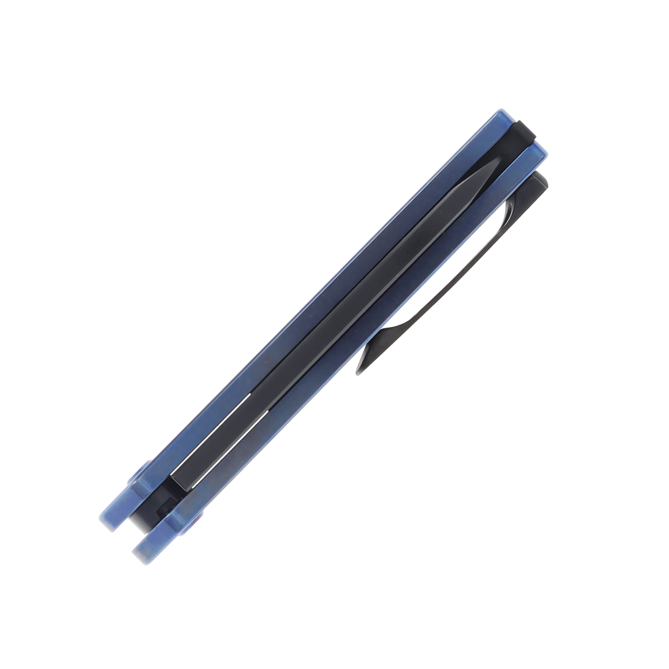 Medford Nosferatu Flipper S45VN DLC Std Blade Blue Handle PVD w/Brush/Flame Flats Clip MK2104PQ-37A2-TFCP-BP View 7