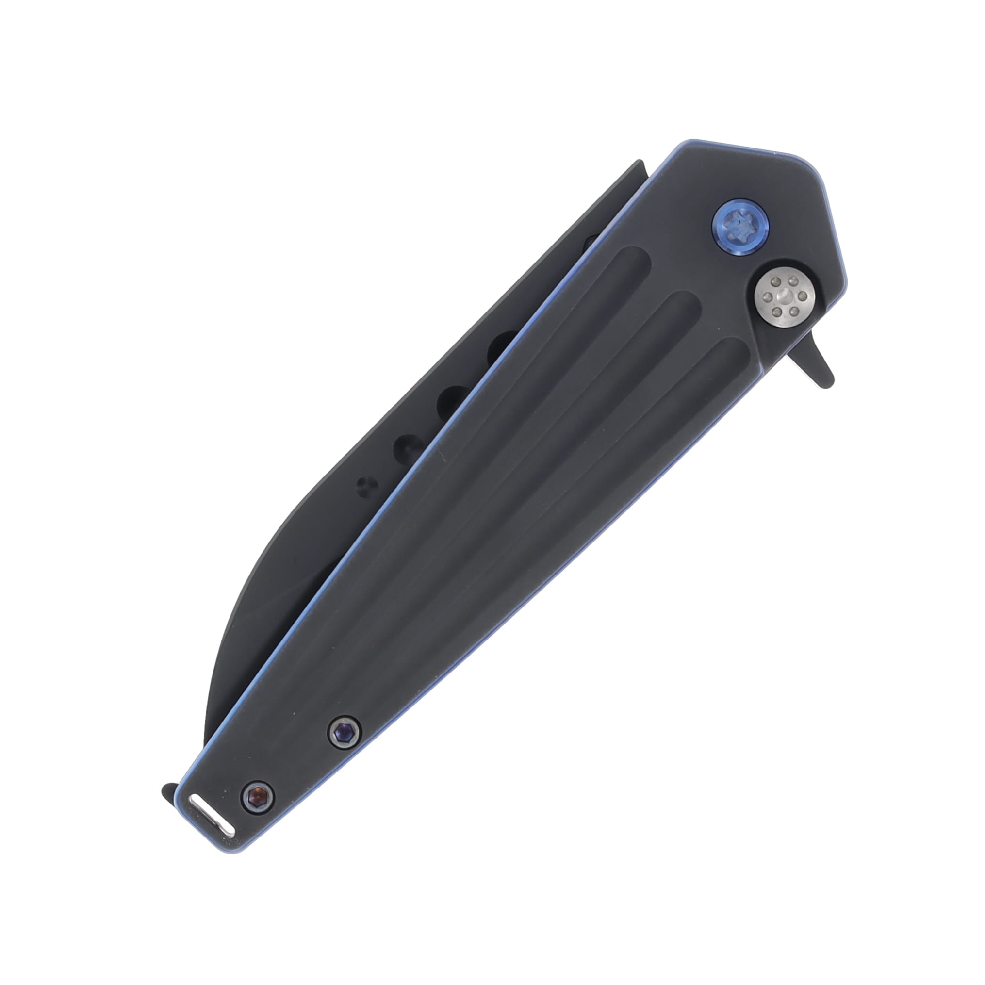 Medford Nosferatu Flipper S45VN DLC Std Black w/Blue Pin Handle w/Brushed/Blue Clip MK2104PQ-30PV-T2C2_BP View 5