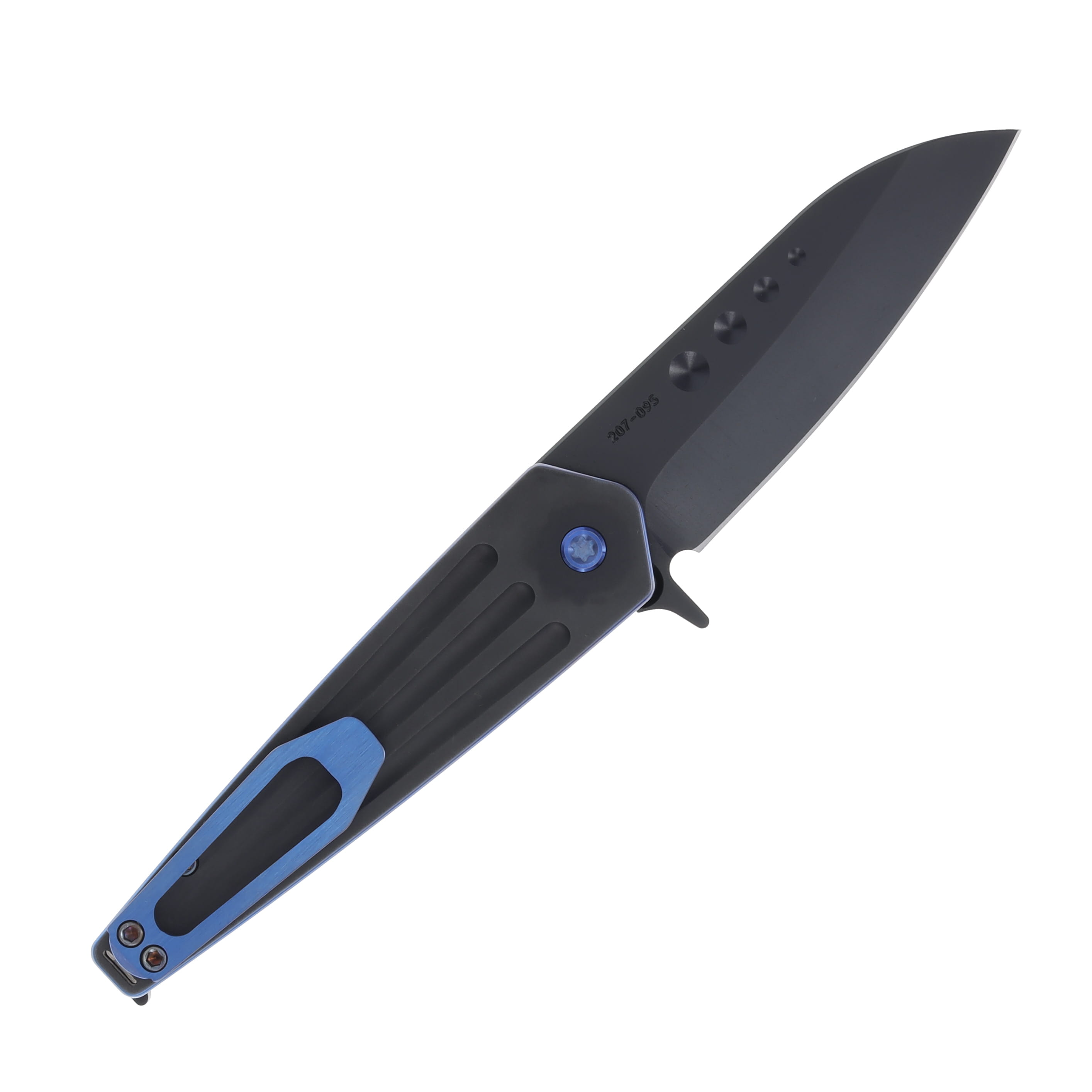 Medford Nosferatu Flipper S45VN DLC Std Black w/Blue Pin Handle w/Brushed/Blue Clip MK2104PQ-30PV-T2C2_BP View 2