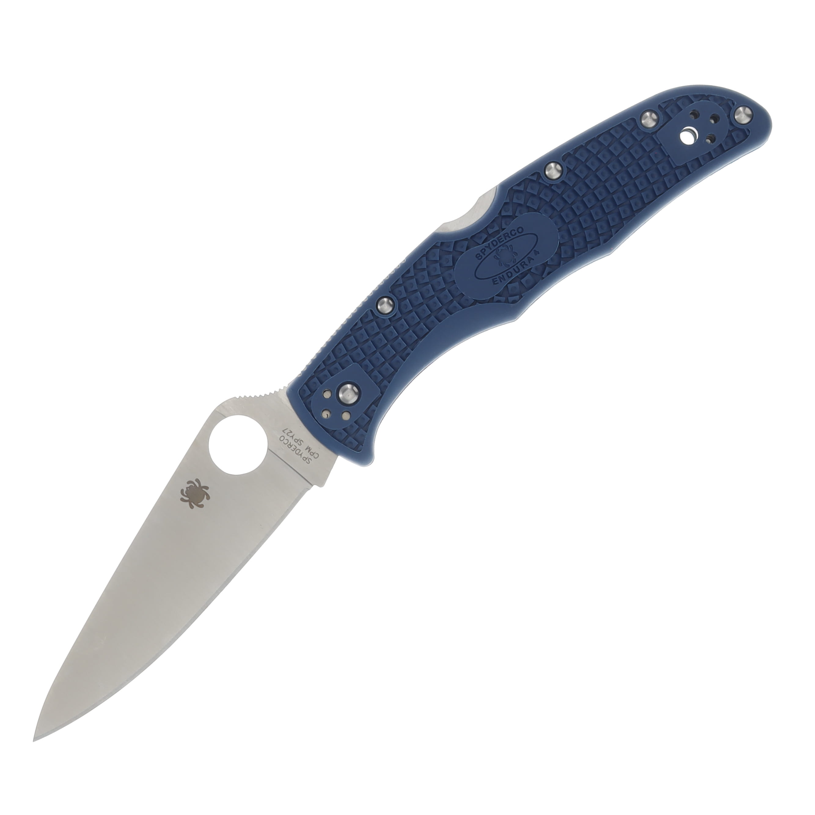Spyderco Endura 4 Cobalt Blue 3.8 Inch Plain Satin Clip Point SPC10PCBL View 1