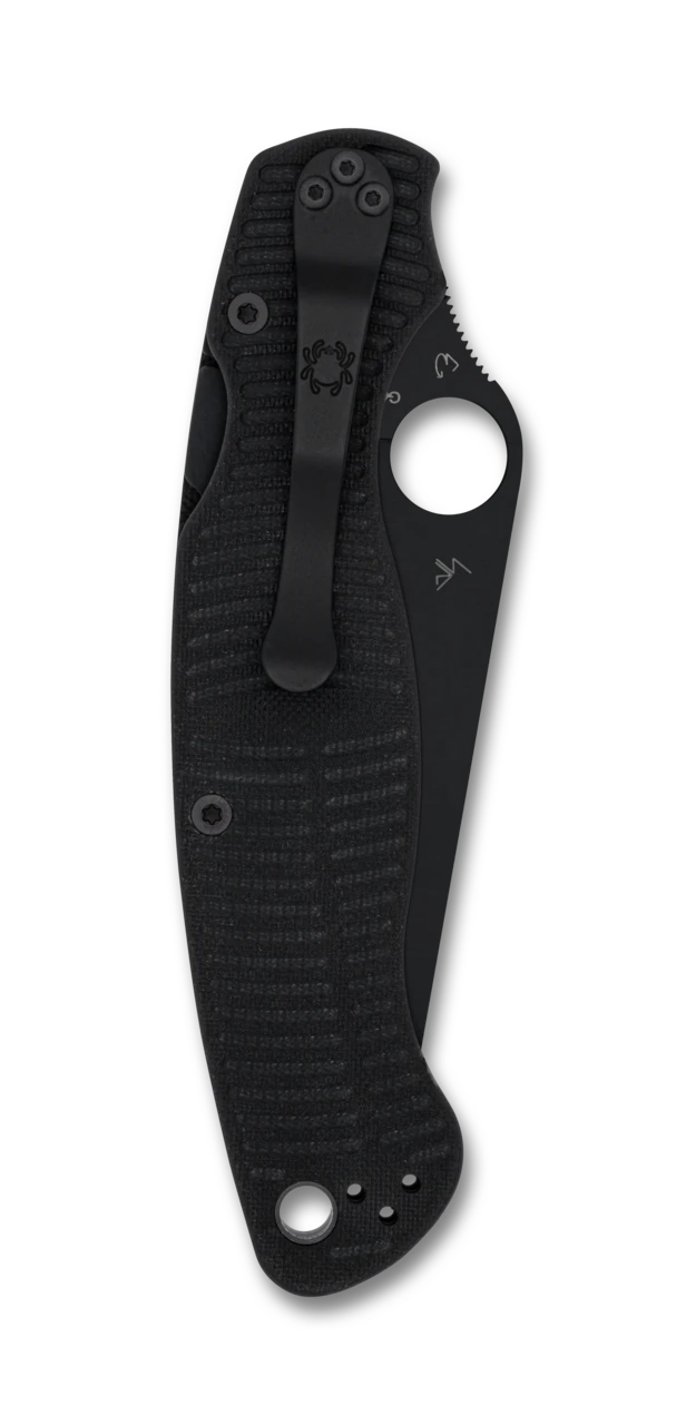 Spyderco Military 2 Salt Folding Knife 4in Plain Black DLC Clip Point SPC36GMCBKP2 View 3