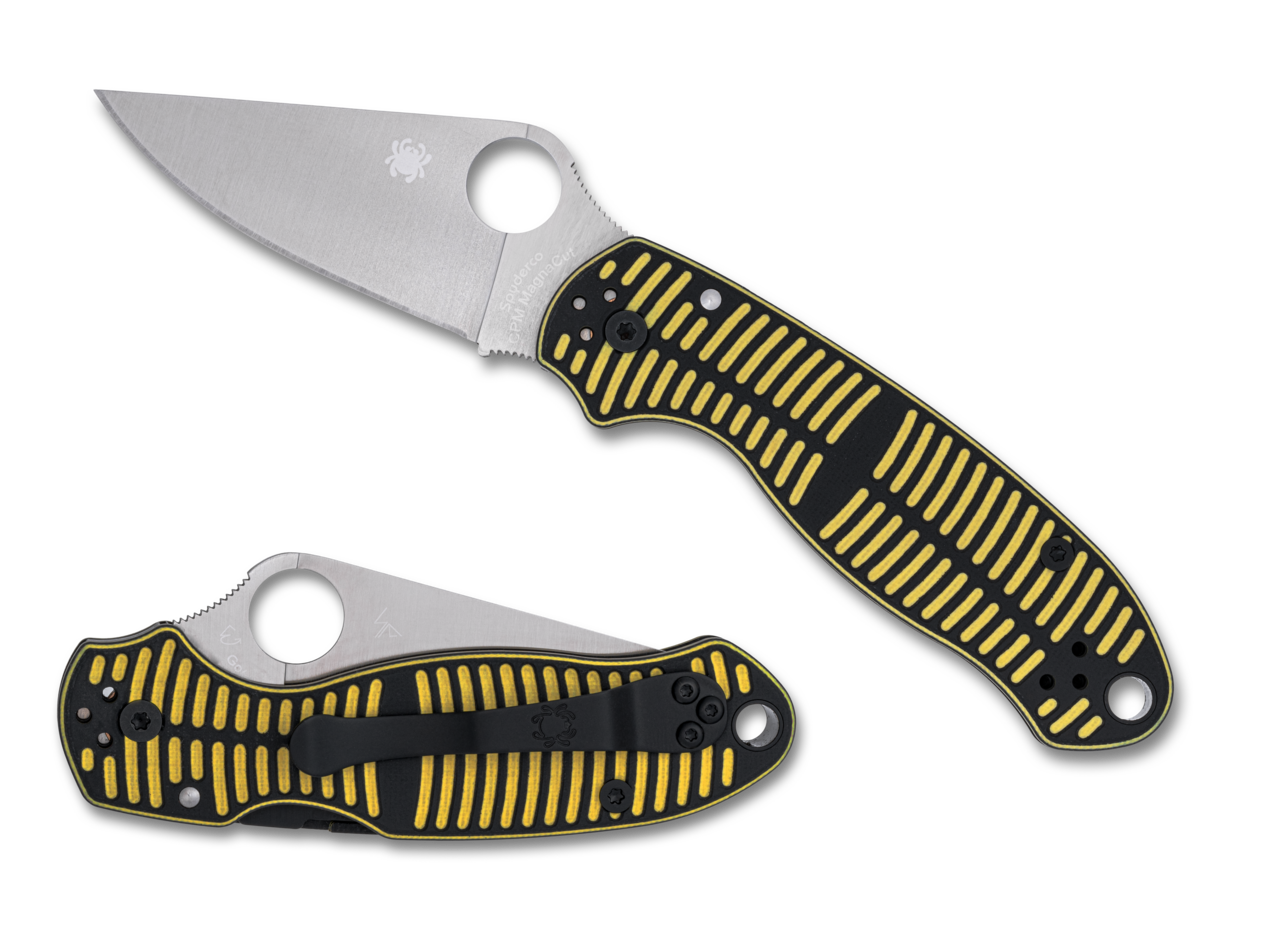 Spyderco Para 3 Salt Folding Knife Yellow-Black G-10 Handle MagnaCut Leaf Blade SPC223GBKYLMCP View 1