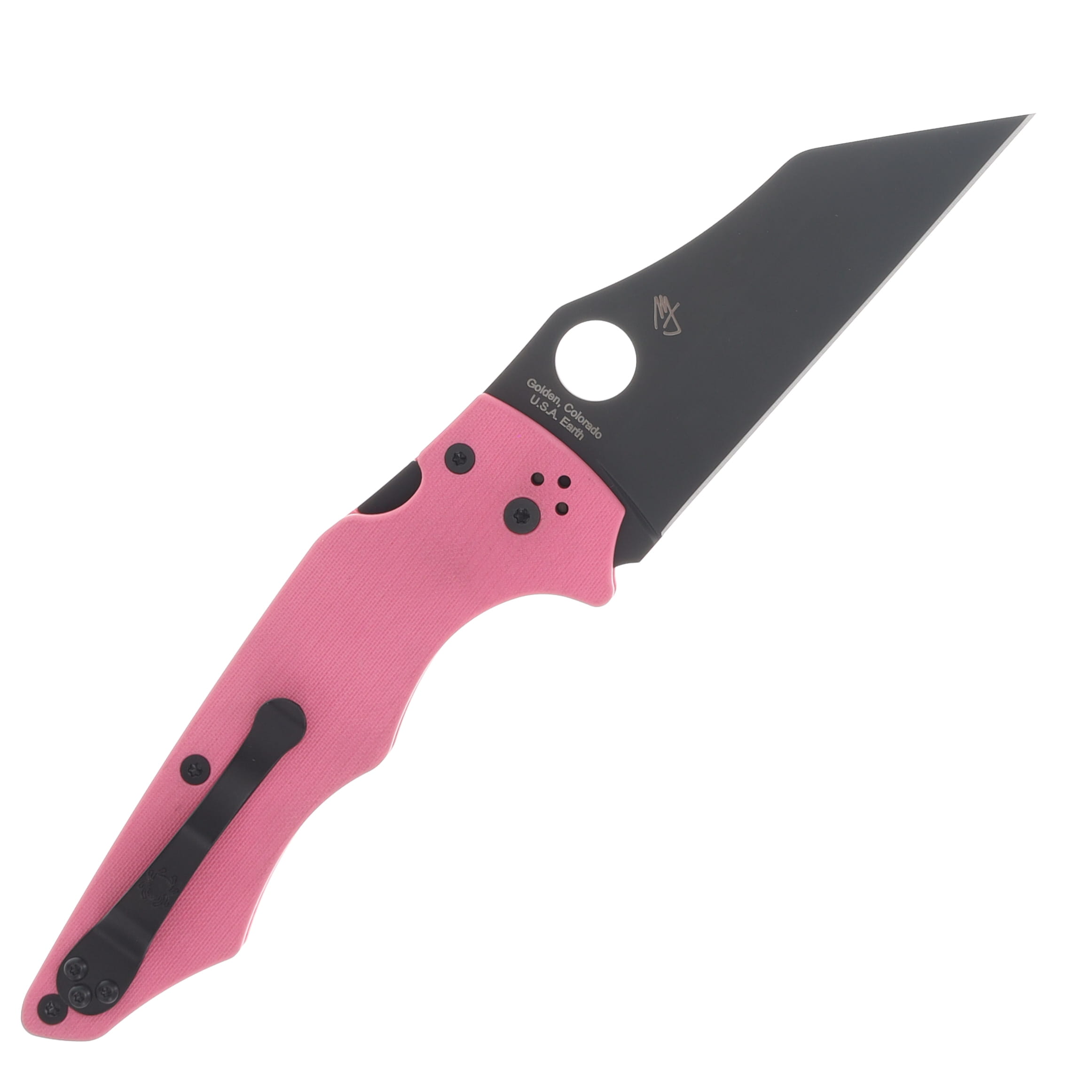 Spyderco YoJumbo Sprint Run Pink 3.98in Plain Black DLC Modified Wharncliffe SPC253GPNBKP View 2