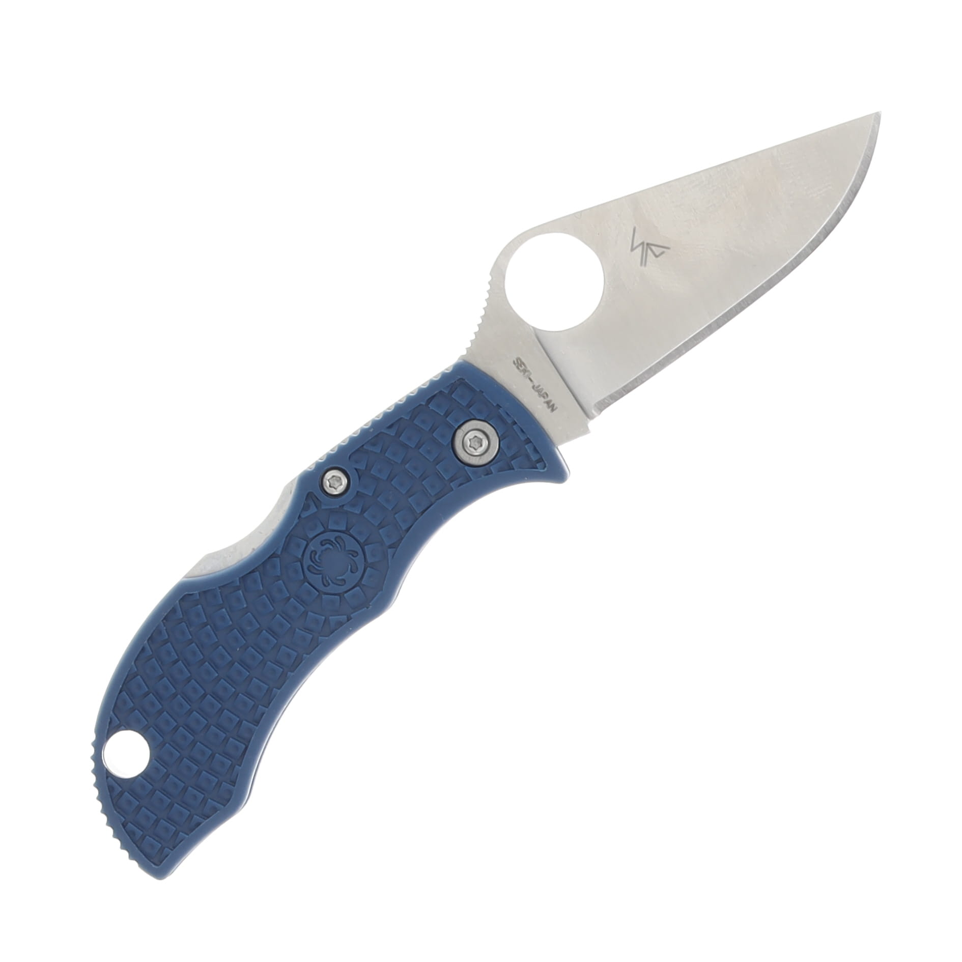 Spyderco Manbug Folding Knife Cobalt Blue 1.96in Plain Satin Clip Point SPMPCBL View 2