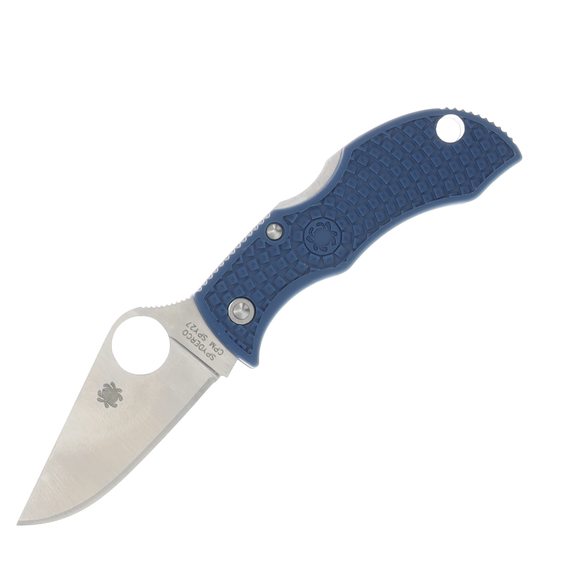 Spyderco Manbug Folding Knife Cobalt Blue 1.96in Plain Satin Clip Point SPMPCBL View 1