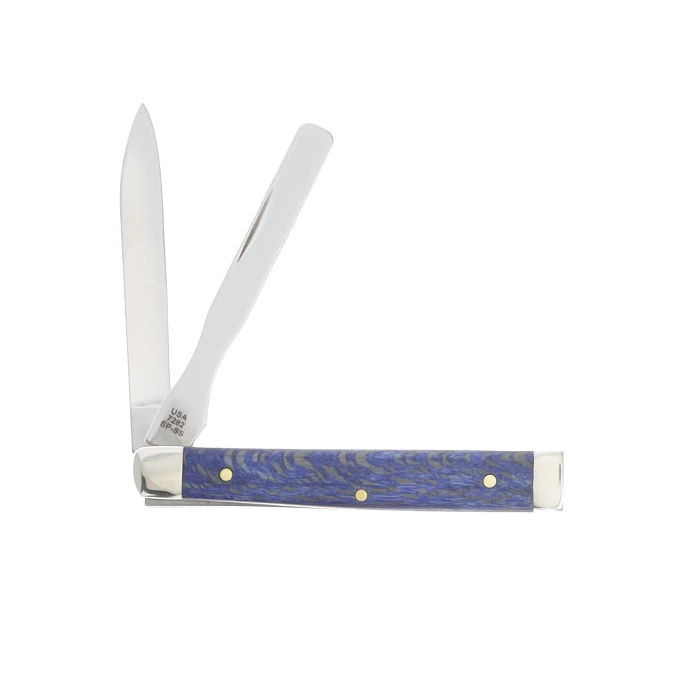 Case XX Baby Doc 2025 Vault Release Folding Knife Smooth Blue Sycamore Wood/Brass Shield CA63736 View 2