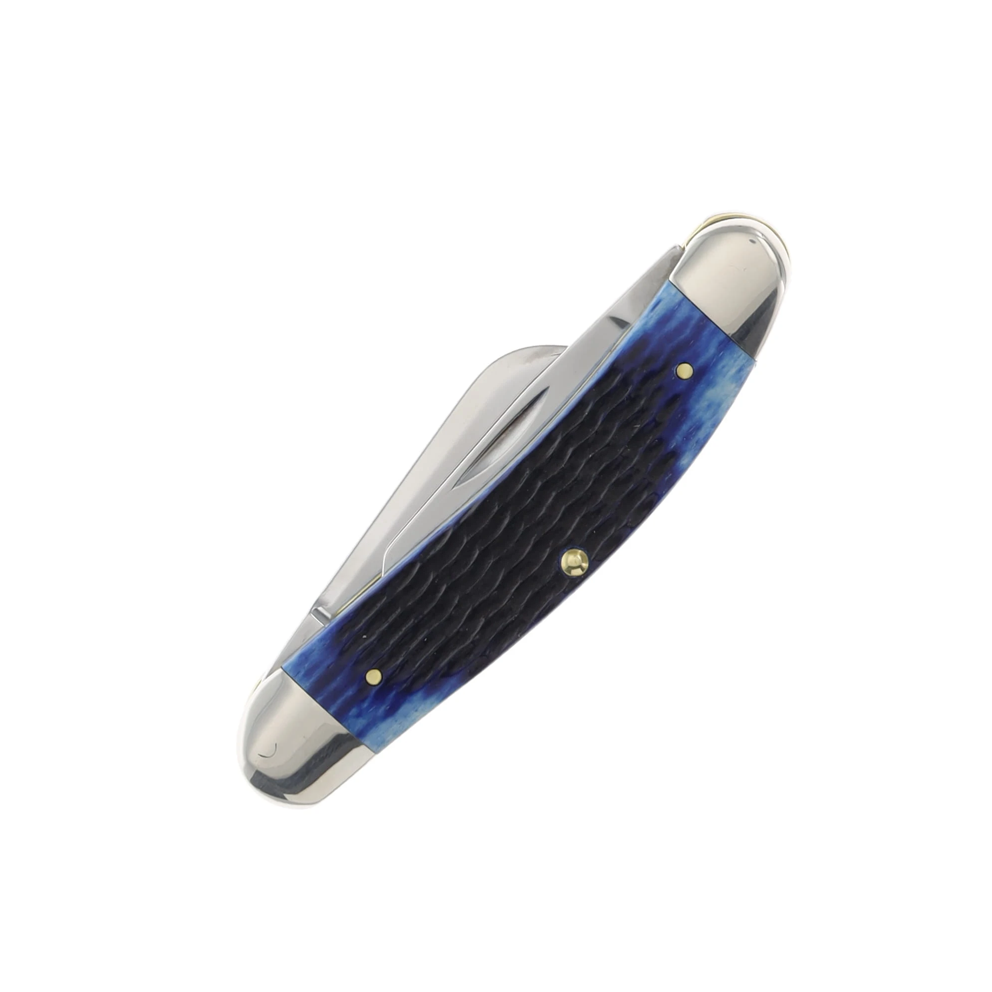 Case XX Rogers Corn Cob Jigged Blue Bone 3-Blade Sowbelly Folding Knife CA02795 View 4