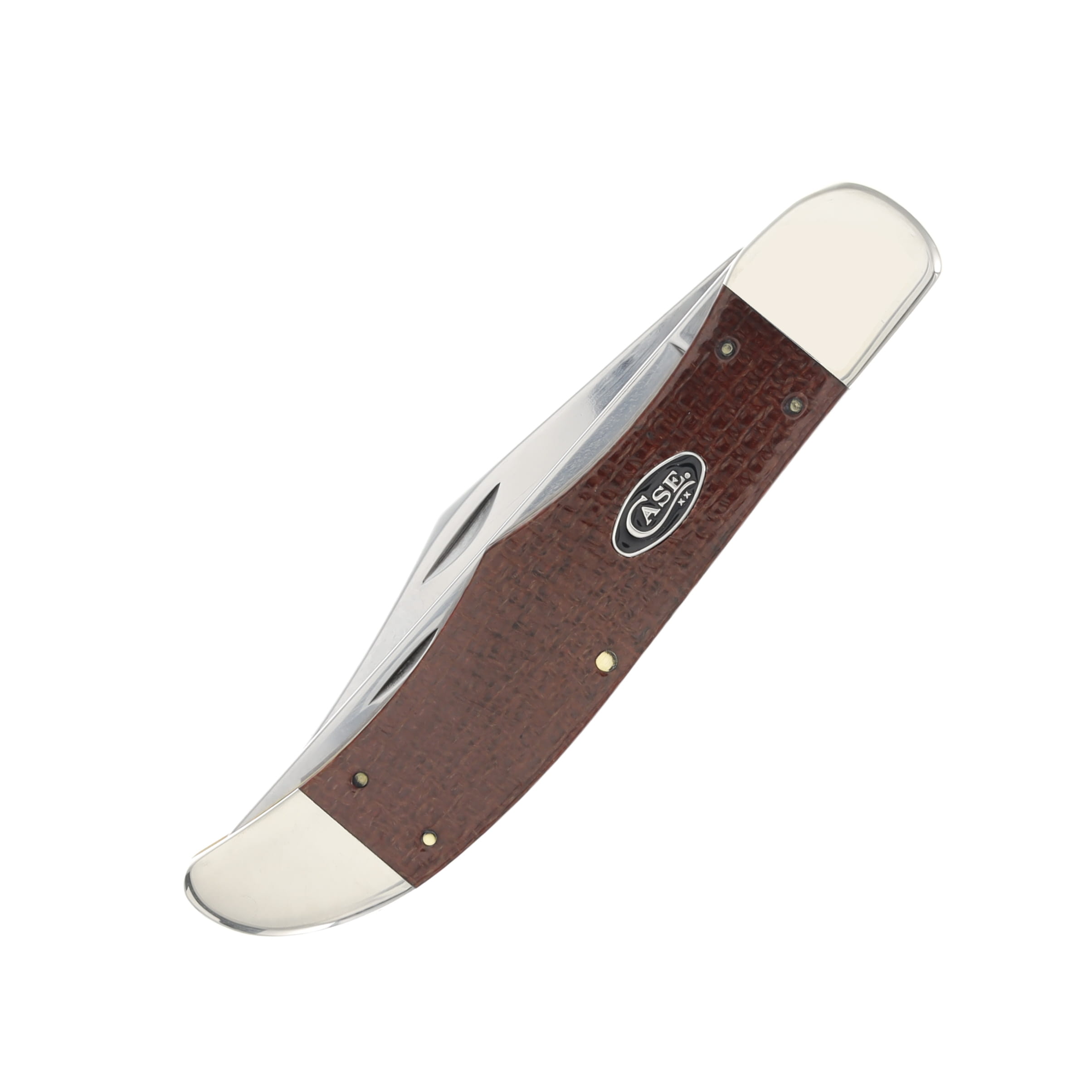 Case XX Dark Red Burlap Micarta Two-Blade Folding Hunter with Sheath CA12274 View 4