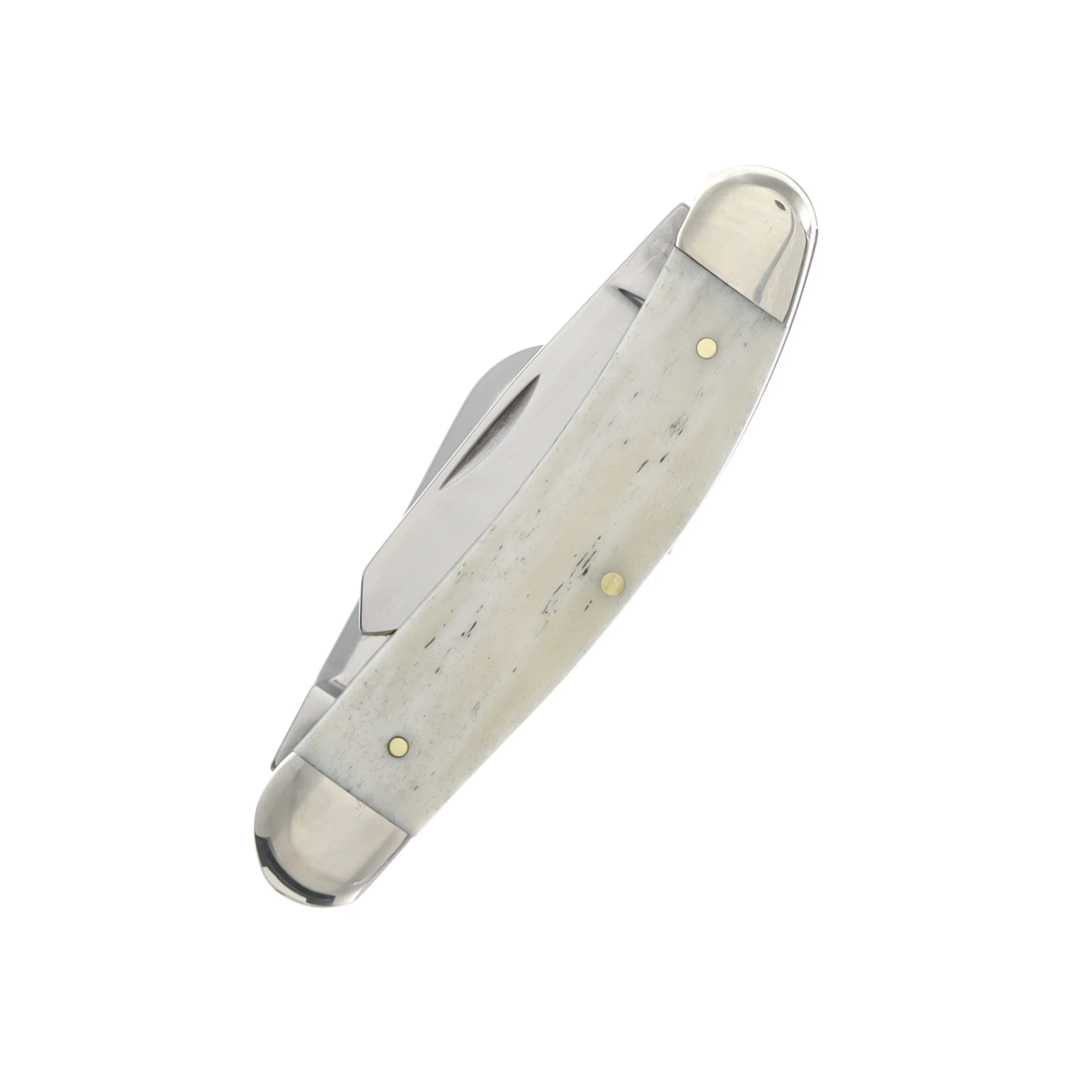 Case XX Smooth Natural Bone Three-Blade Sowbelly Folding Knife CA13318 View 2