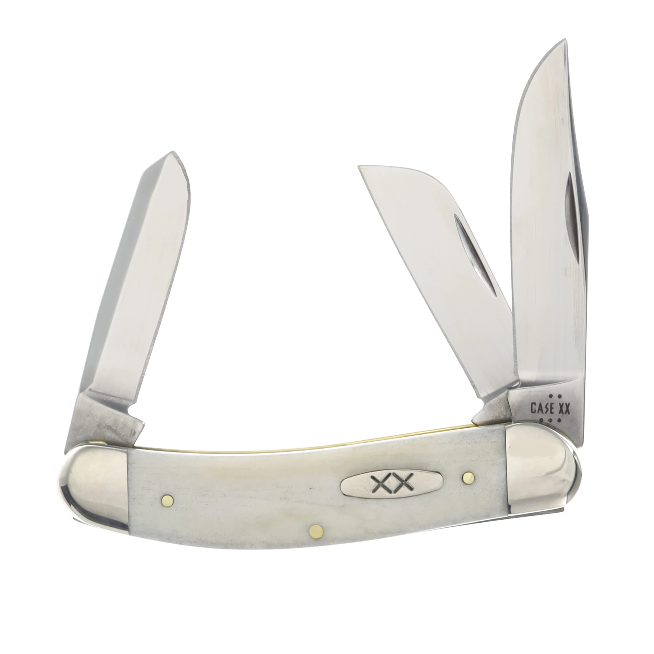 Case XX Smooth Natural Bone Three-Blade Sowbelly Folding Knife CA13318 View 1