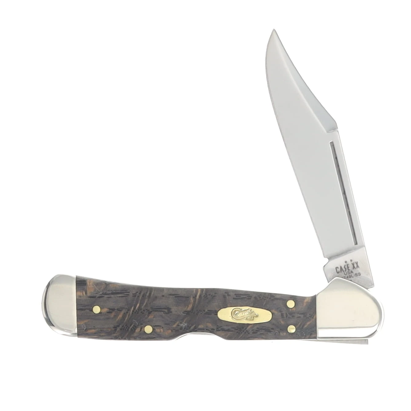 Case XX Black Curly Oak Wood Mini CopperLock Folding Knife CA14010 View 3